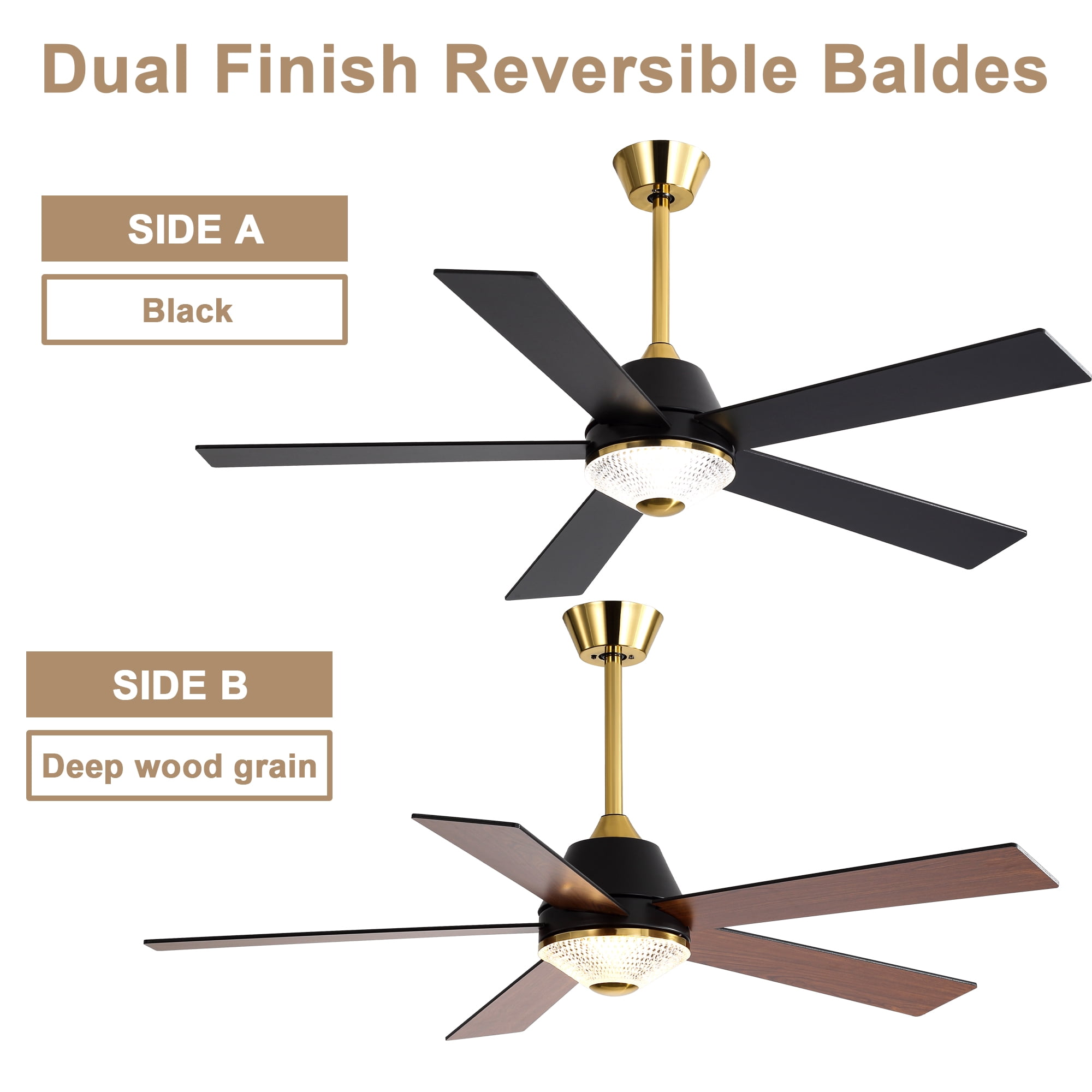 Bella Depot 52 in Modern Ceiling Fan with Light and Remote Control (Black, 52 in) lzs8o