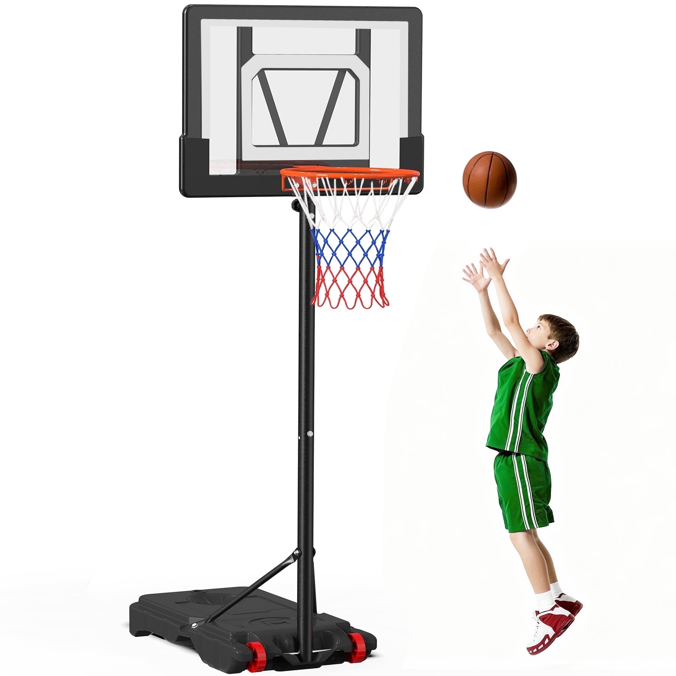 GVDV 33 in Portable Basketball Hoop, Height Adjustable Goal System for Kids and Teens (Black, 3.8-7 ft) 3dwj5
