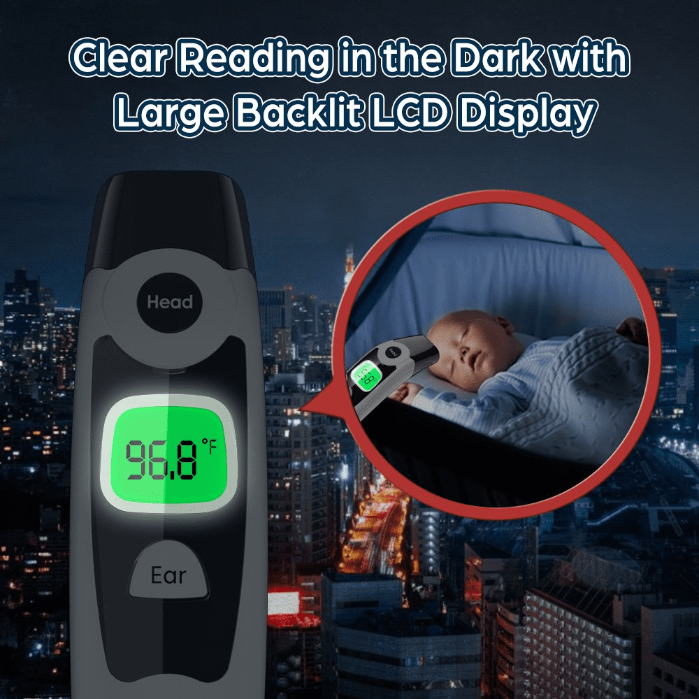 Ankovo Infrared Digital Thermometer, Dual-Mode Ear and Forehead Temperature Reader for Infants and Toddlers (Black, 1 Pack) fn131