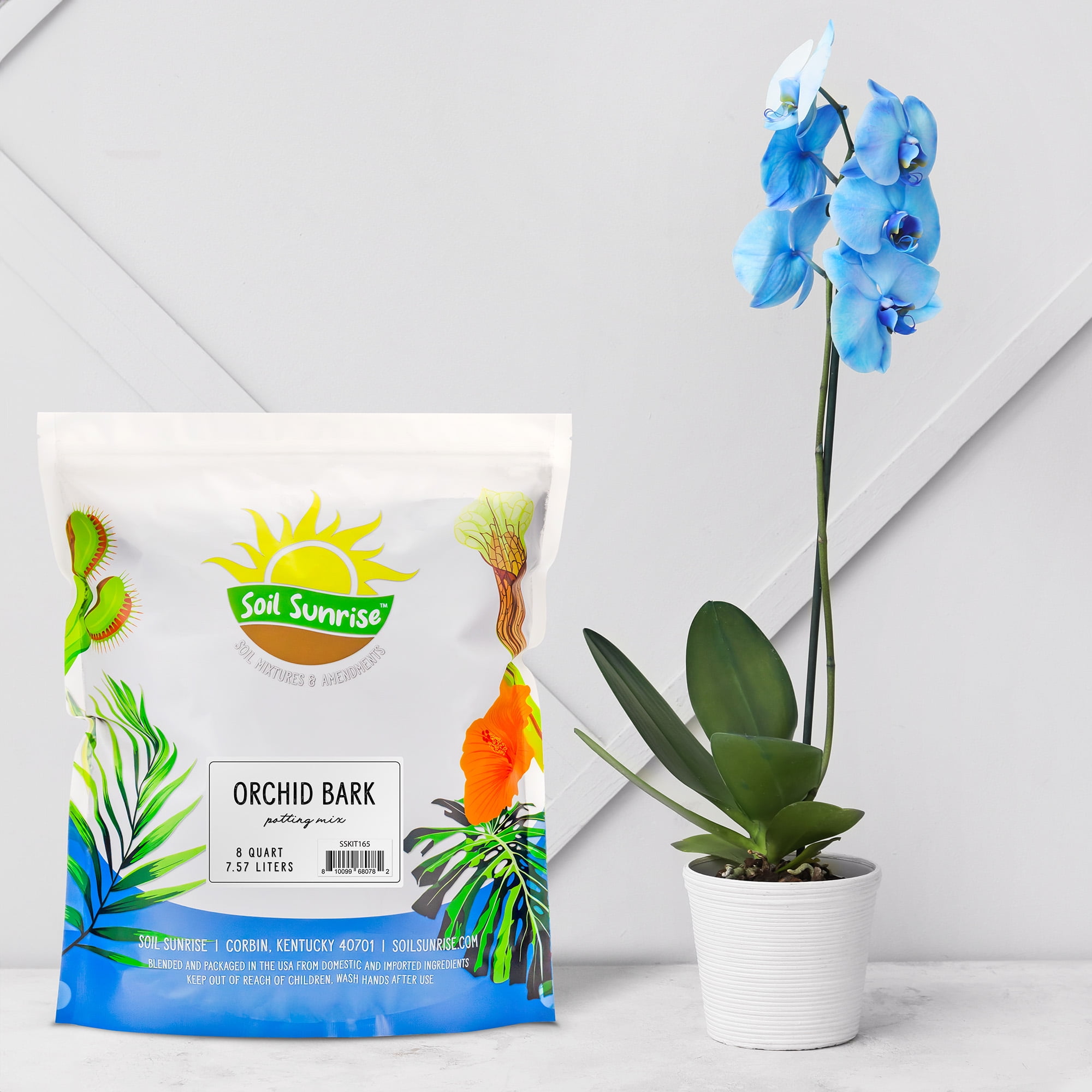 Soil Sunrise Organic Orchid Potting Bark, All-Natural Pine Bark Mix for Aeration and Drainage (8 Quarts) 3sfr1