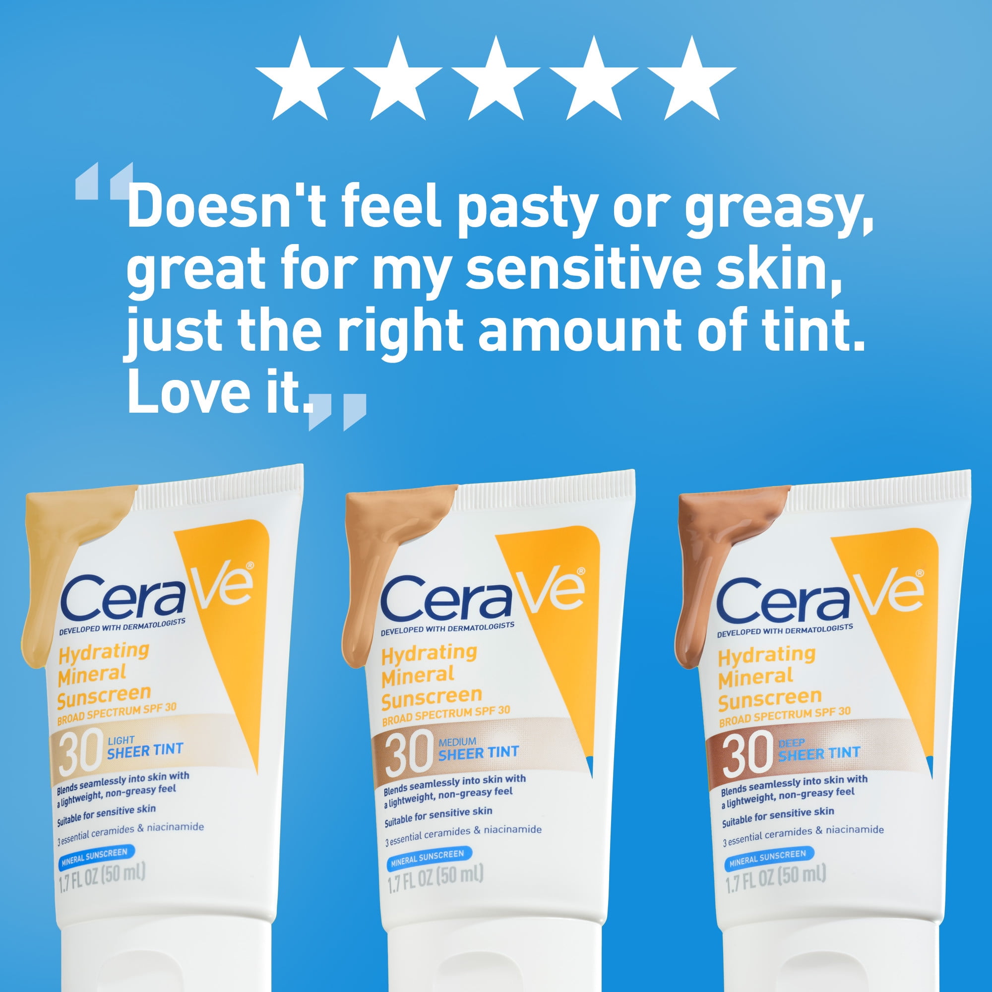 CeraVe Tinted Hydrating Mineral Sunscreen Face Lotion with SPF 30 (Sheer Tint, 1.7 fl oz) jqq3w - Image 5