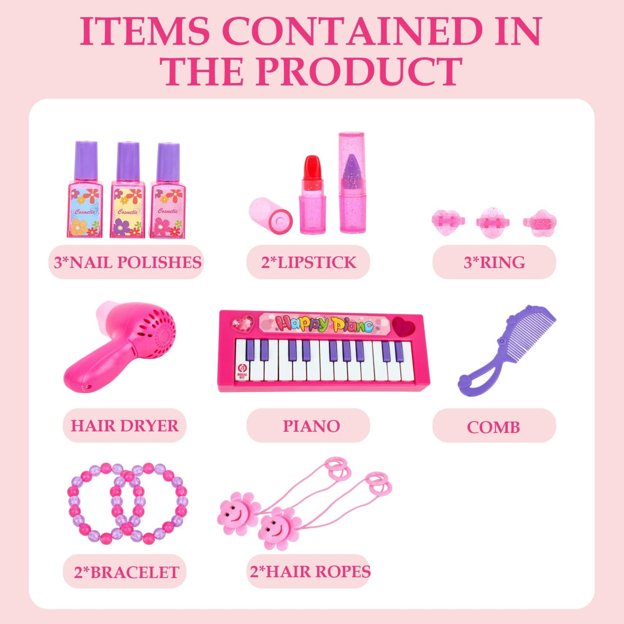 Jugaad Life Toddler Vanity Makeup Table Set with Adjustable Mirror and Chair (Pink, 1 Set) fl3k3