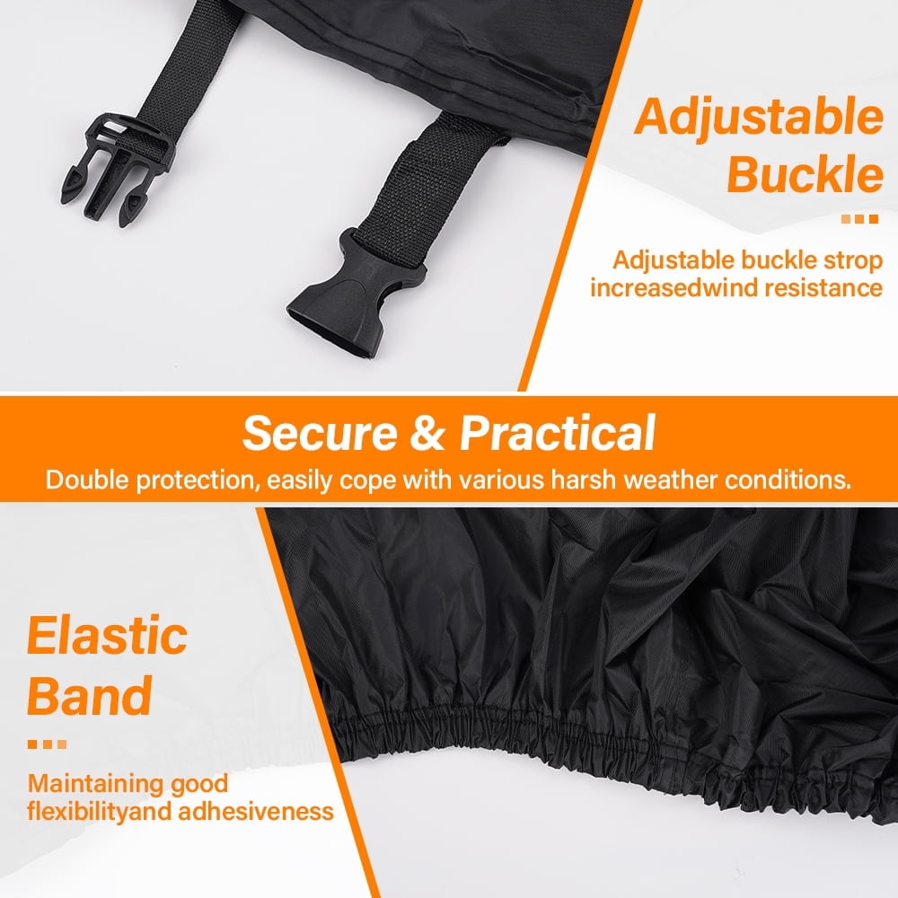 XiongXiong Motorcycle Cover, All-Weather Waterproof Protection, Heavy-Duty Oxford Fabric with Reflective Strips (Black, 4XL) cis9g