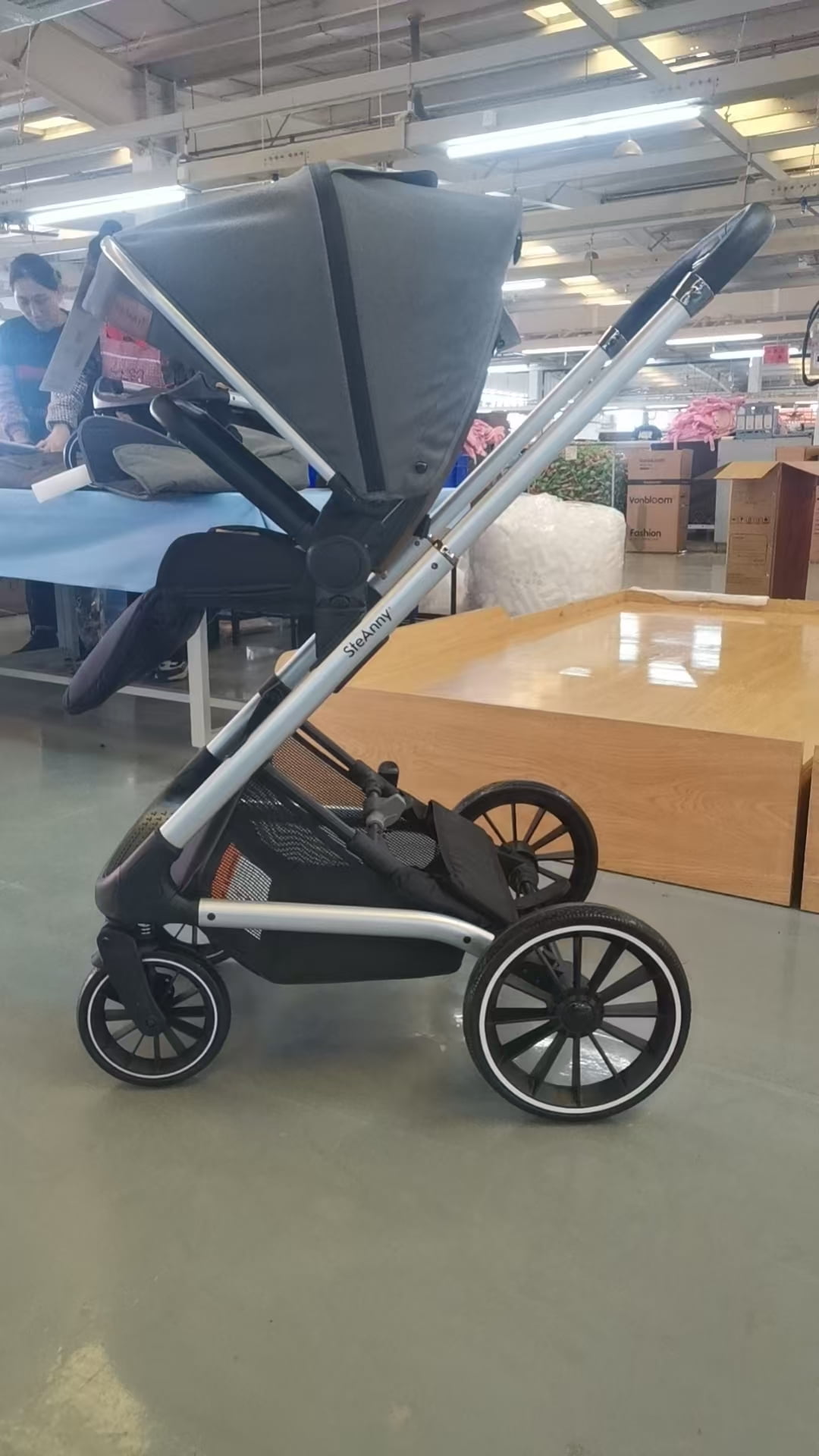 SteAnny Reversible High Landscape Baby Stroller, Adjustable Handlebar Pram for Infants and Toddlers (Gray, 40 lb Capacity) wyqqr