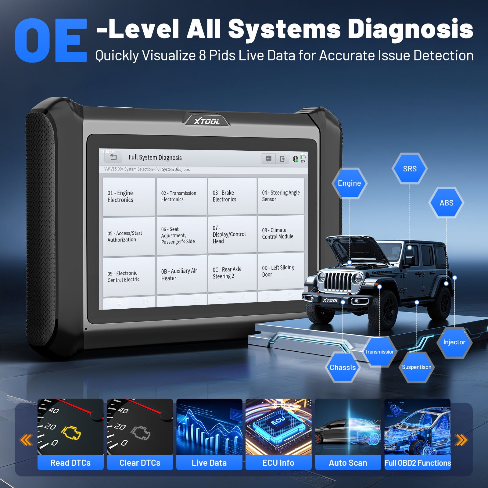 XTOOL X100 Pad Automotive Key Fob Programmer and All System OBD2 Diagnostic Scan Tool (32 Service Functions) qrdae - Image 3