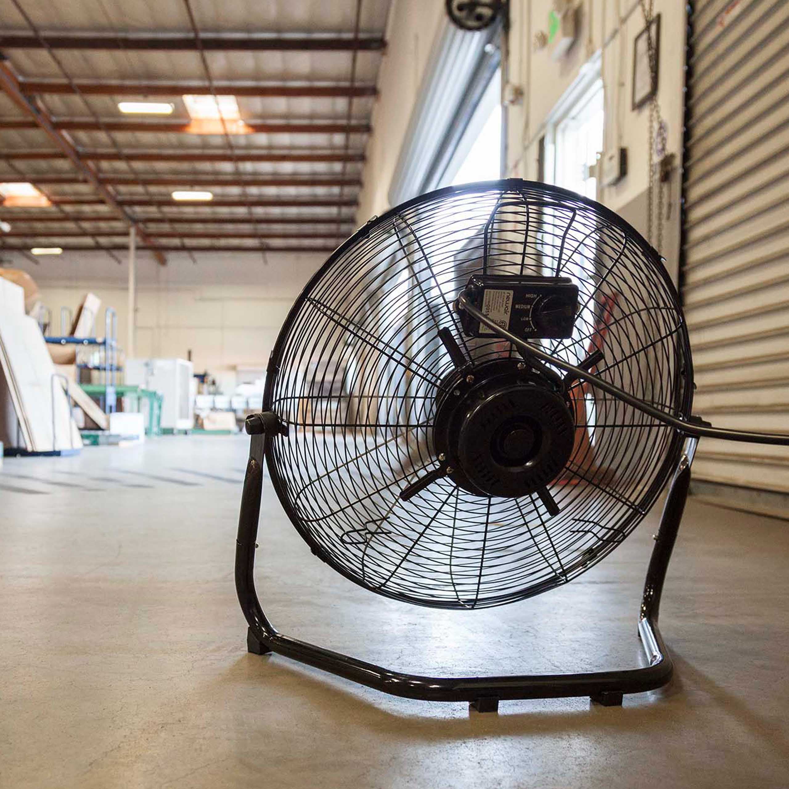 NewAir 18 in High-Velocity Industrial Floor Fan, Heavy-Duty Metal Construction, 3-Speed Adjustable Tilt (Black, 18 in) sizzs