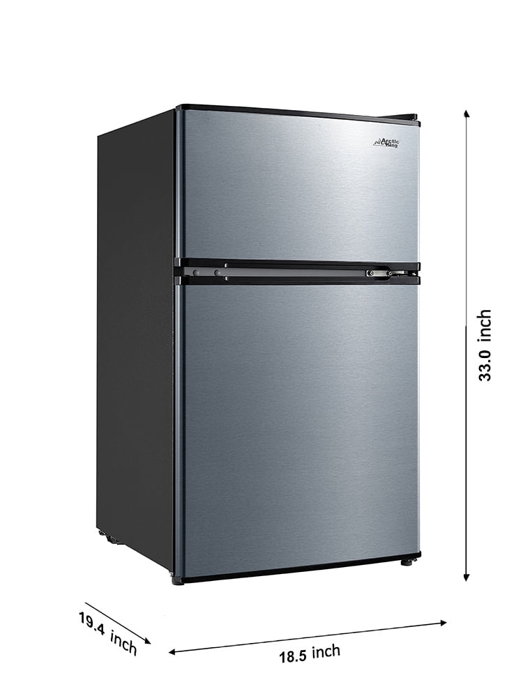 Arctic King 3.2 Cu Ft Two Door Mini Fridge with Freezer (Silver, 3.2 cu ft) d4hf4
