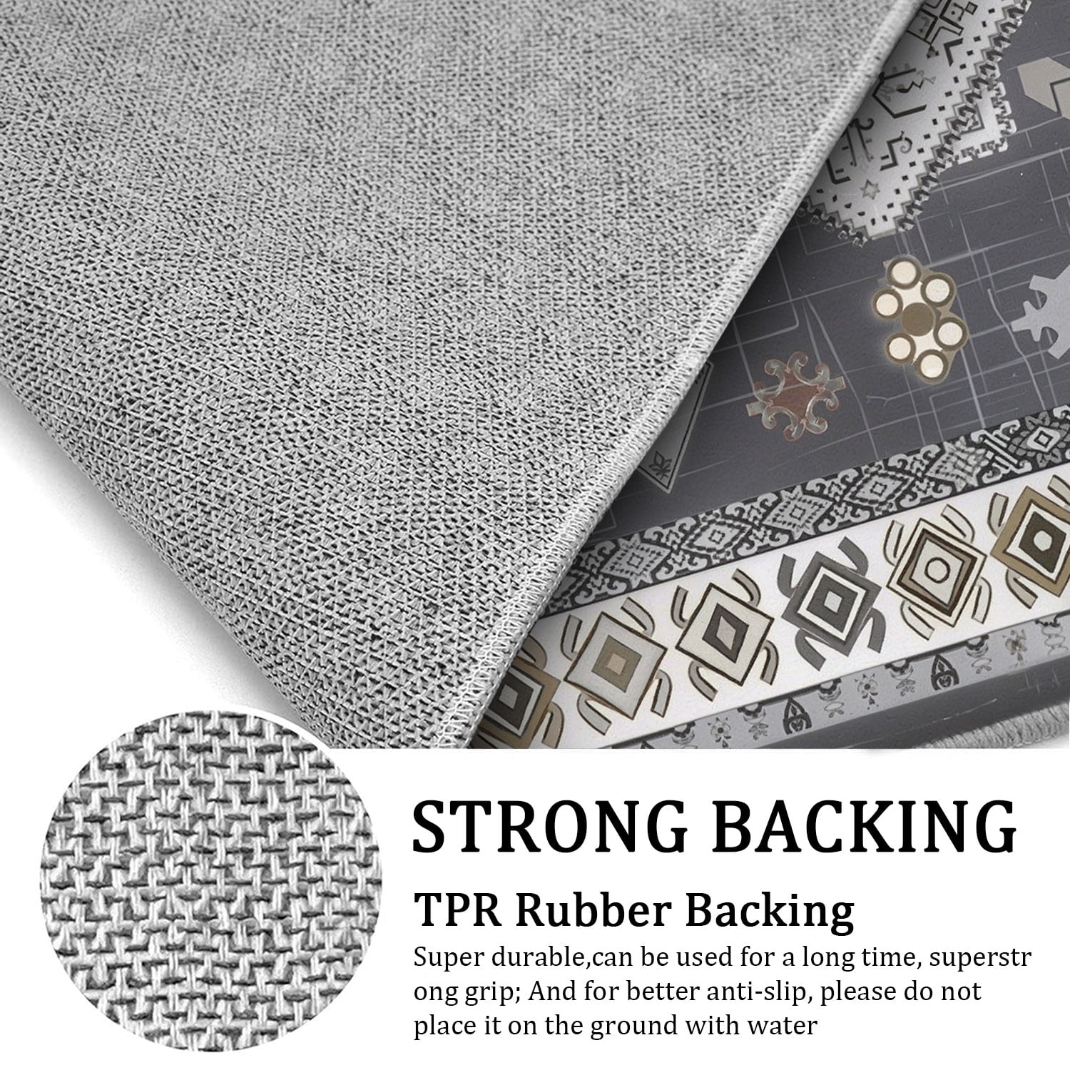 TECHVIDA 3-Piece Kitchen Rug Set, Non-Slip Machine Washable Farmhouse Floor Mats (Gray, 20 in x 32 in, 20 in x 47 in, 20 in x 59 in) 9y6vo