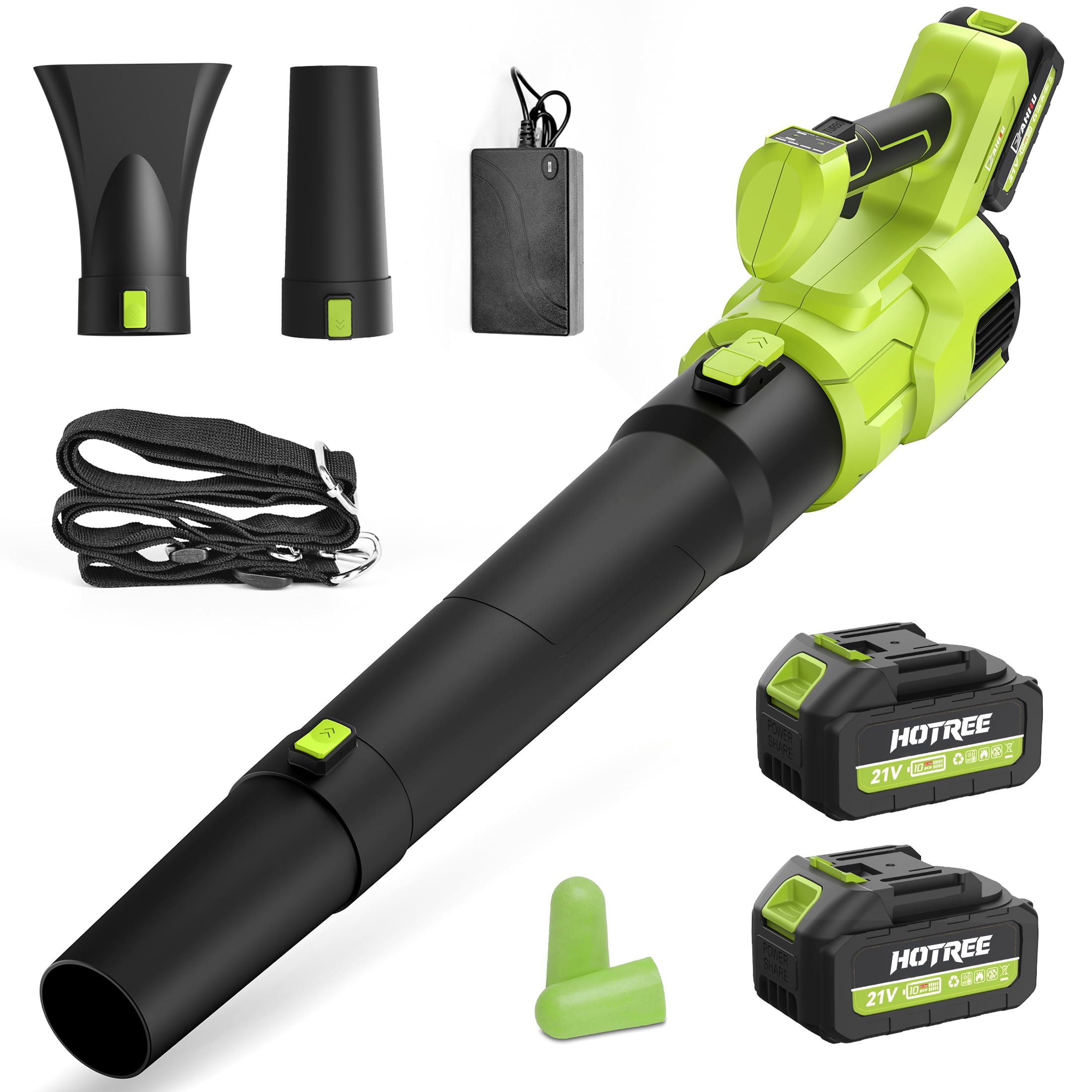 HOTREE Cordless Leaf Blower, 600 CFM, 170 MPH, 3-Speed Electric Sweeper with 2 Batteries (4.9 lb) c1o35