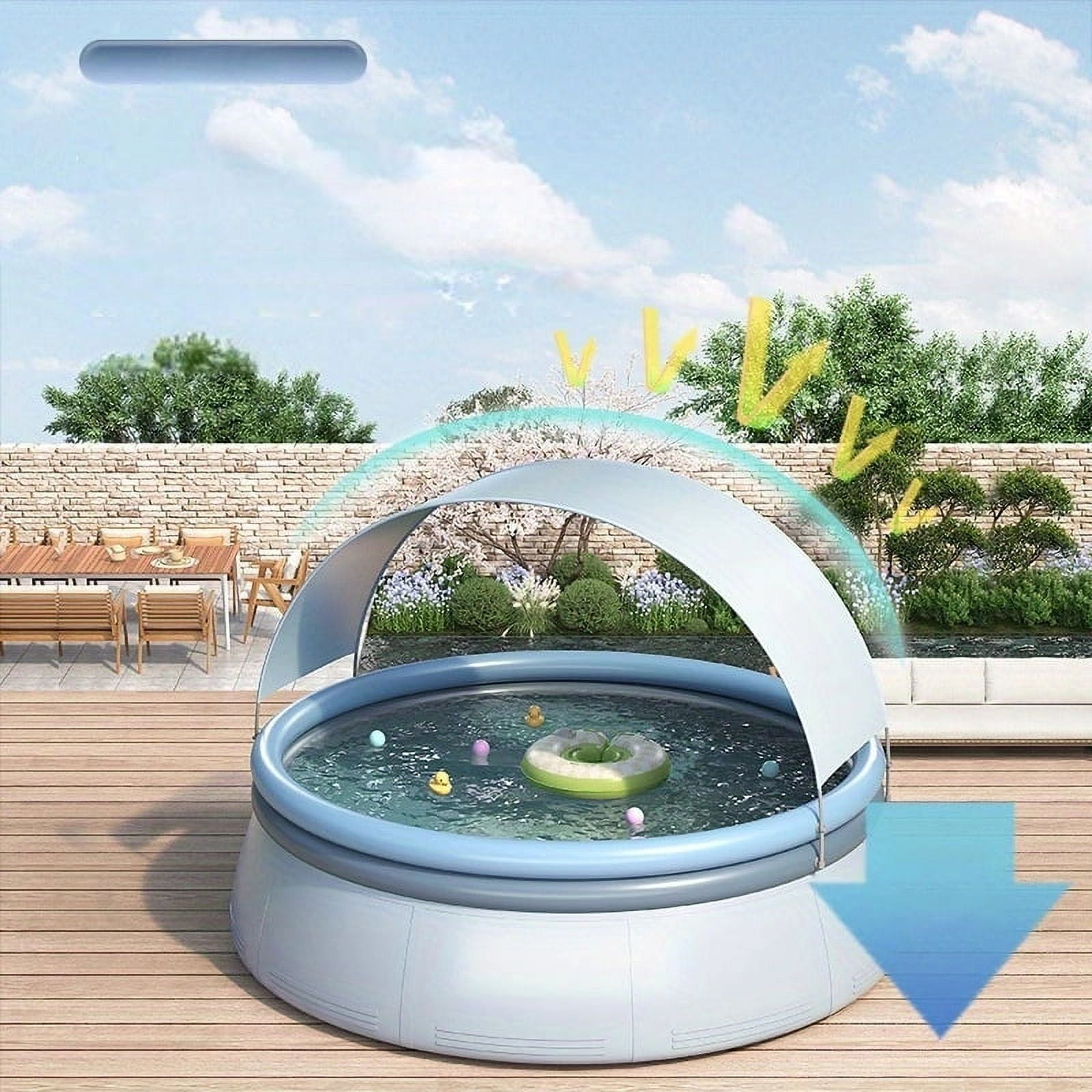 BravSco Inflatable Swimming Pool with Canopy (Blue, 12 ft x 30 in) e495g - Image 7