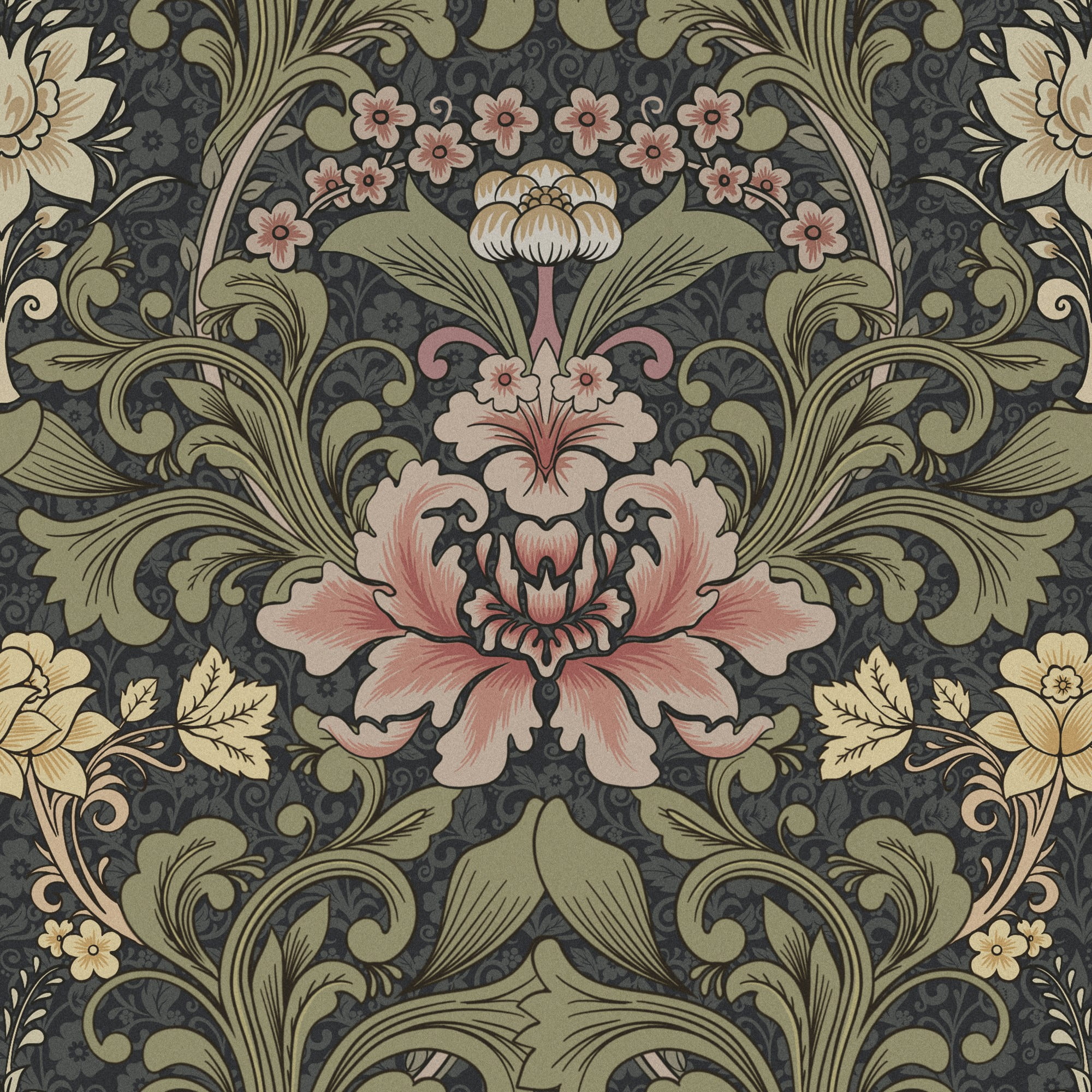 UMIGGEE Floral Boho Retro Peel and Stick Wallpaper, Self-Adhesive Removable Wall Covering for Home Decor and Furniture (Green, 17.7 in x 118 in) 026t9