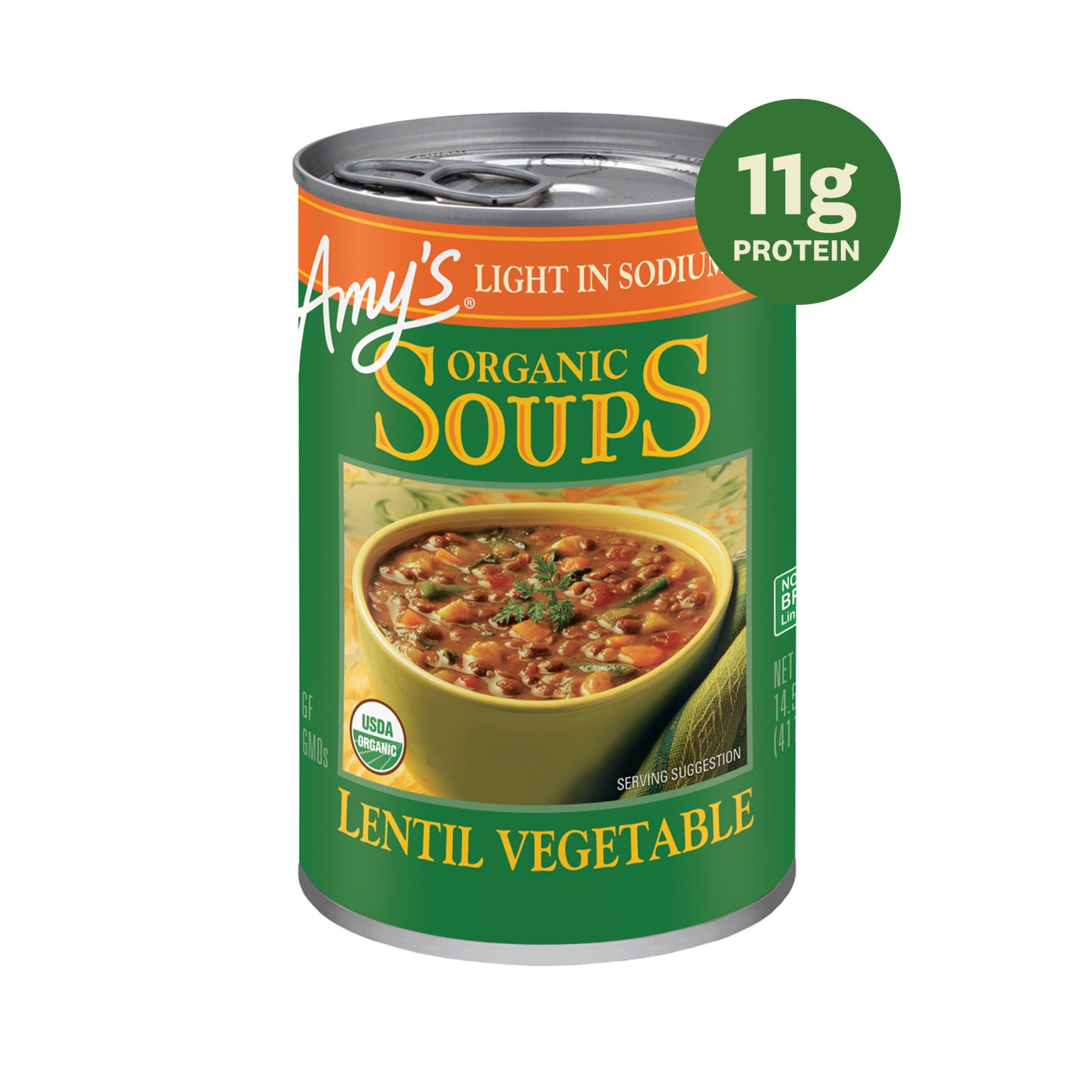 Amy's Kitchen Organic Lentil Vegetable Soup, Light in Sodium, Plant-Based Meal (14.5 oz) k8zfr
