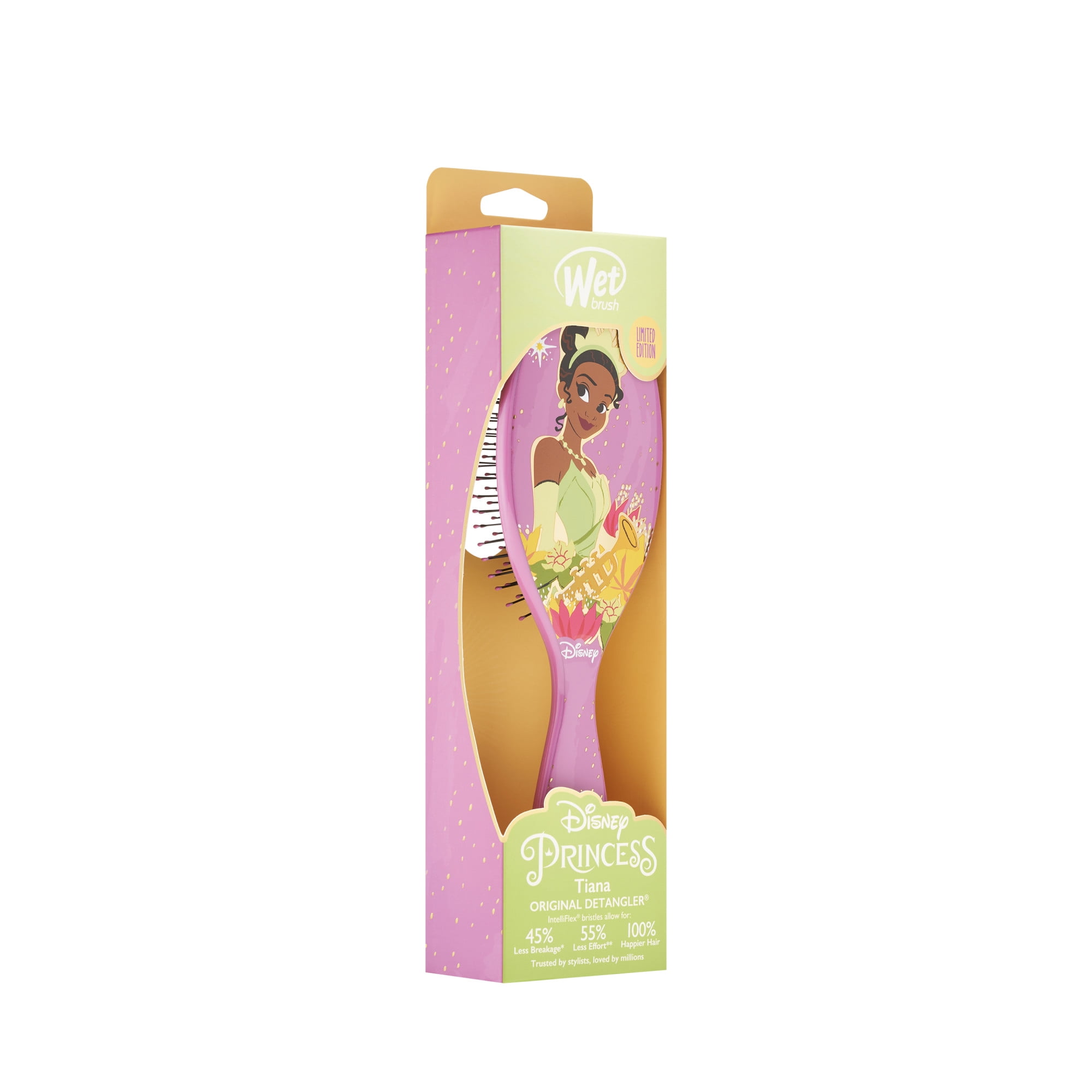 Wet Brush Original Detangler Hair Brush, Disney Princess Tiana Edition, Gentle Bristles for All Hair Types (Pink, 1 Count) 7mker