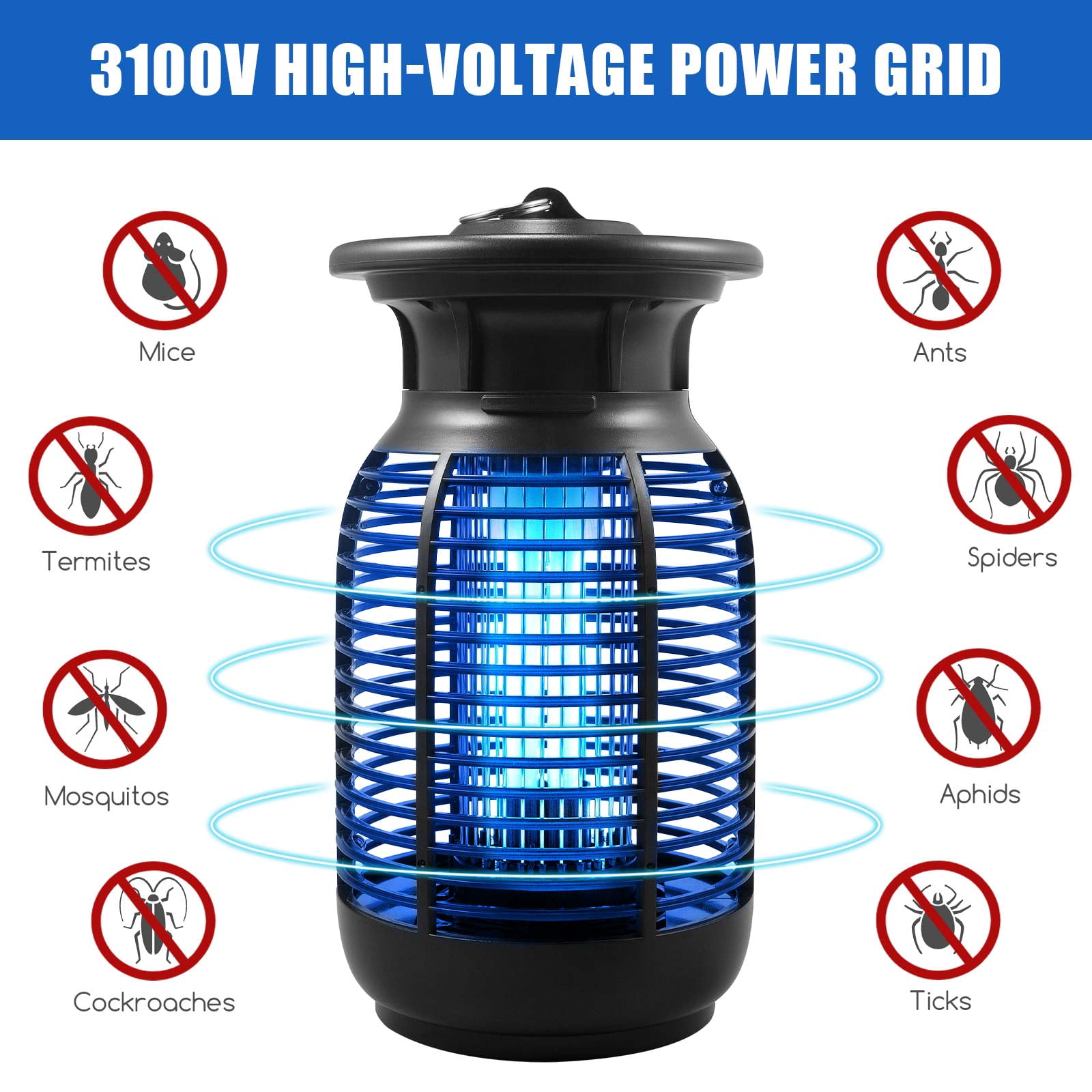 Jinyi Waterproof Bug Zapper, Indoor and Outdoor Mosquito Trap with Cleaning Brush (47 in Cord) 543dc
