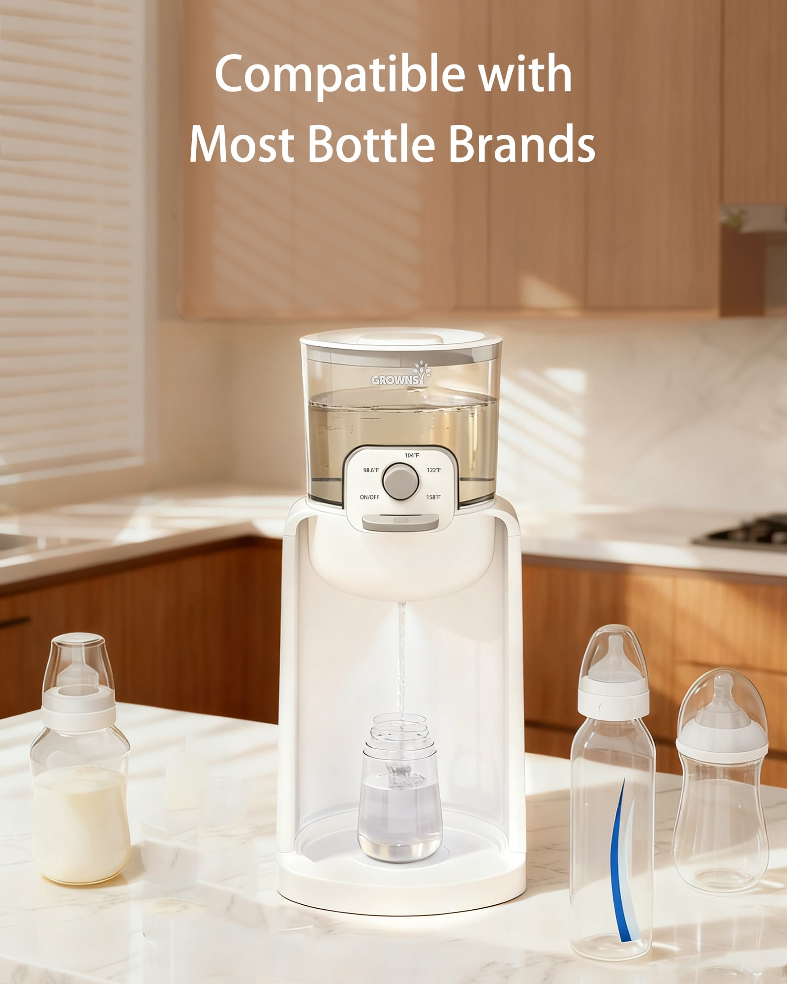 GROWNSY Instant Baby Formula Water Warmer and Dispenser (4 Temperature Settings, Night Light) fap4z