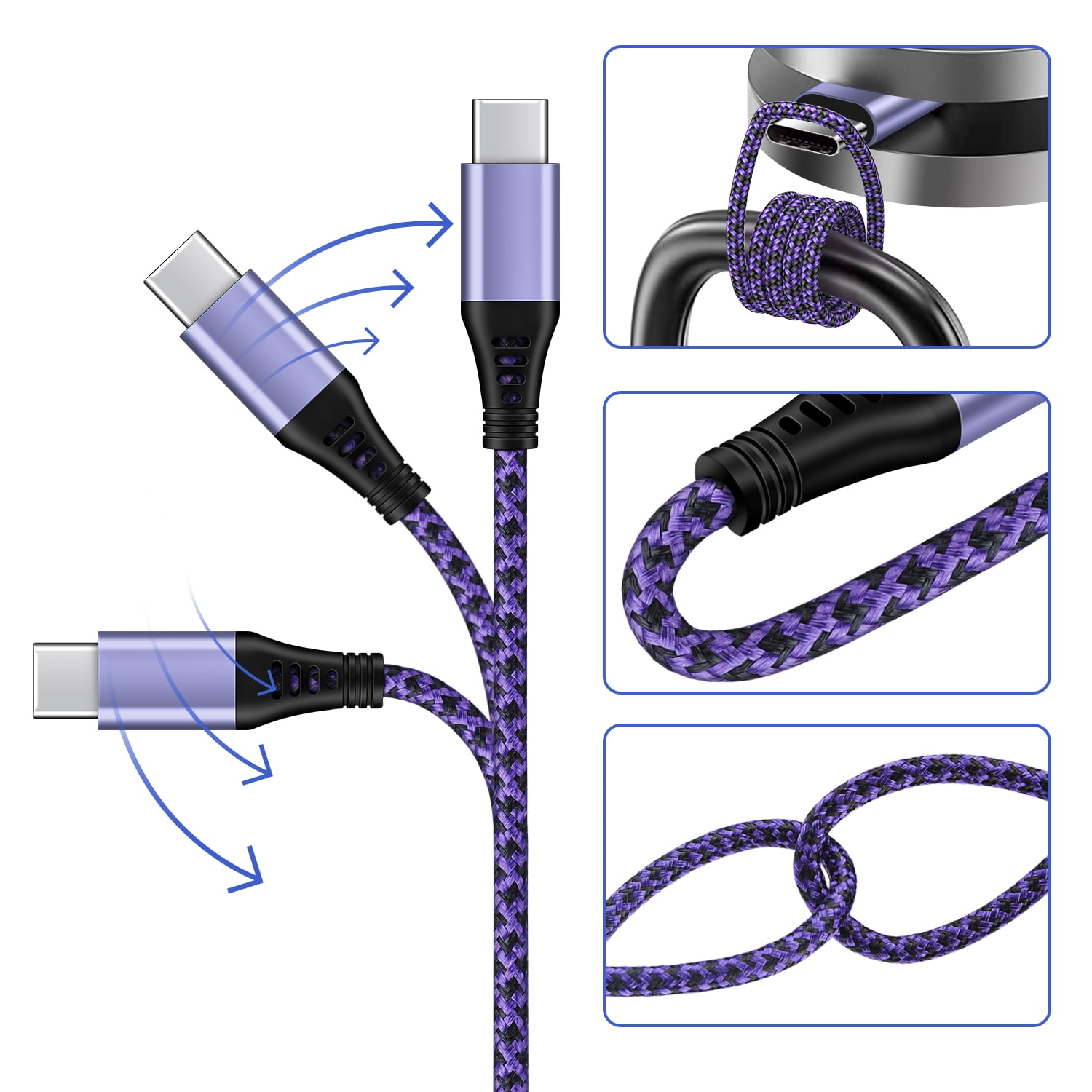 Ailkin USB C to USB A Fast Charging Cable (Multicolor, 6 ft, 4-Pack) xi9tl