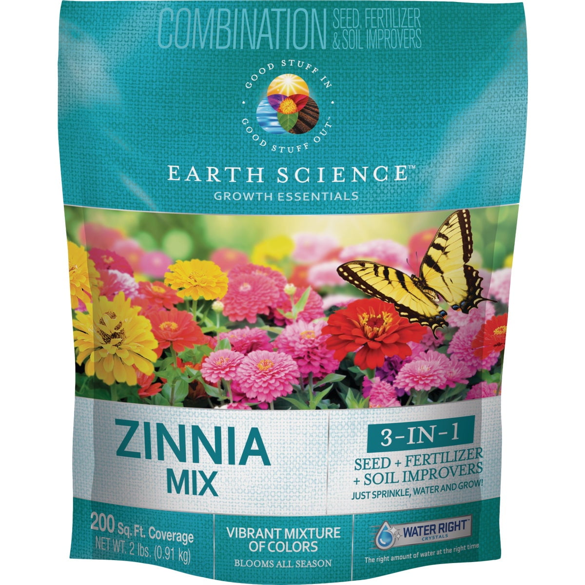 Earth Science Zinnia Wildflower Mix Seed and Soil Conditioner (2 lb) yil8n