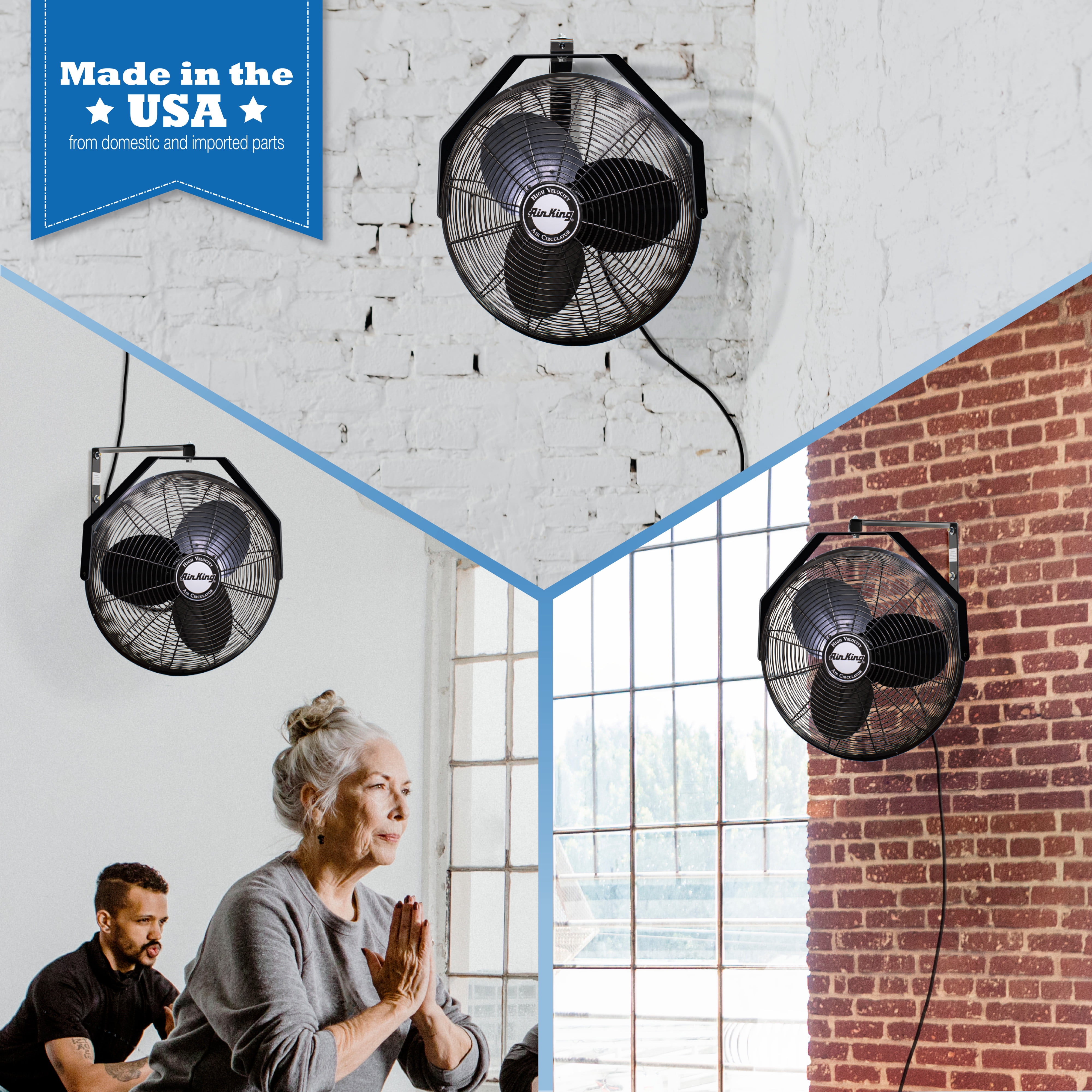 Air King 18 in Industrial Grade High Velocity Wall Mount Fan (Black, 18 in) lor7c