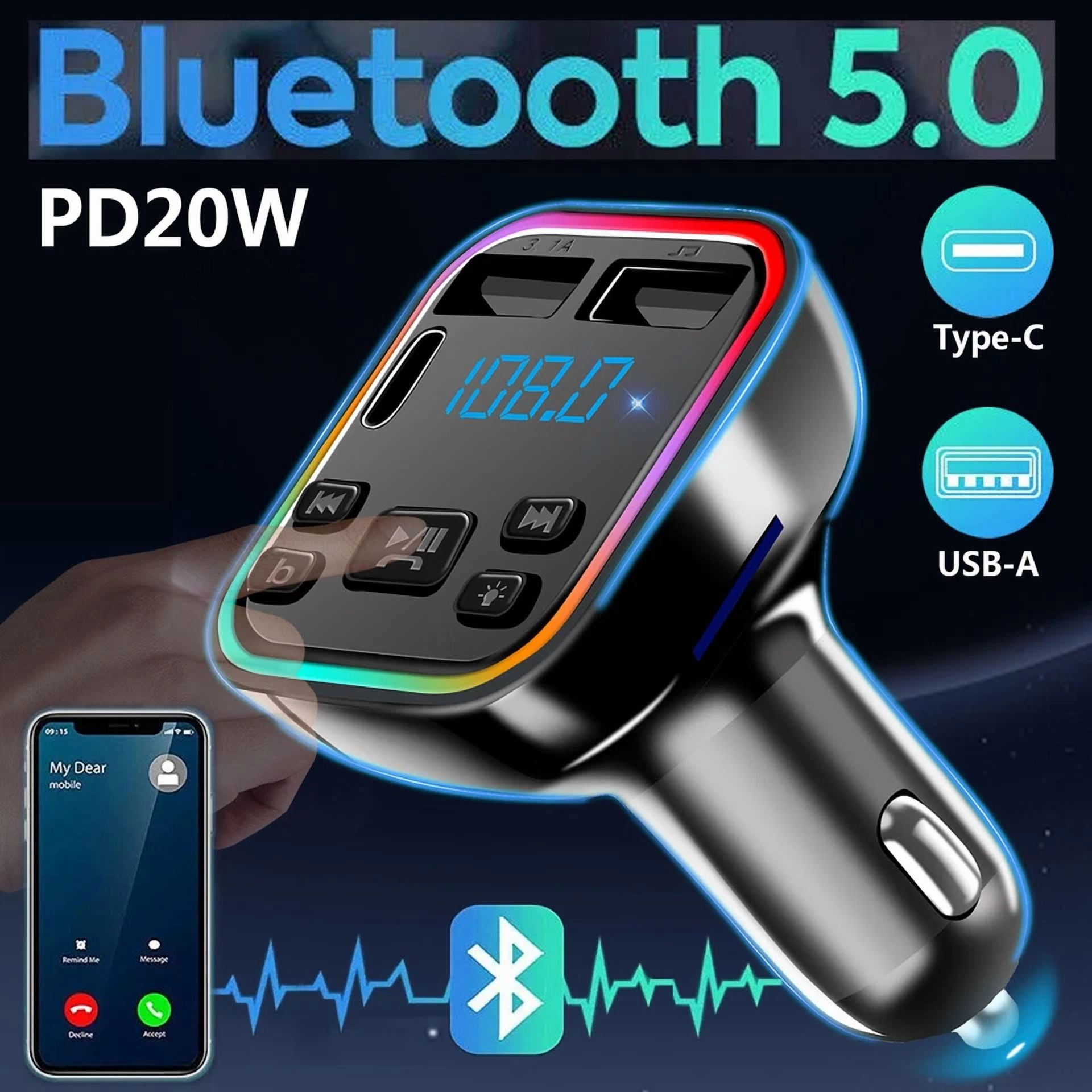 Rhea FM Transmitter Car MP3 Player with Dual USB Charger and Bluetooth Wireless Hands-Free Kit (2 Pack) v2q8m