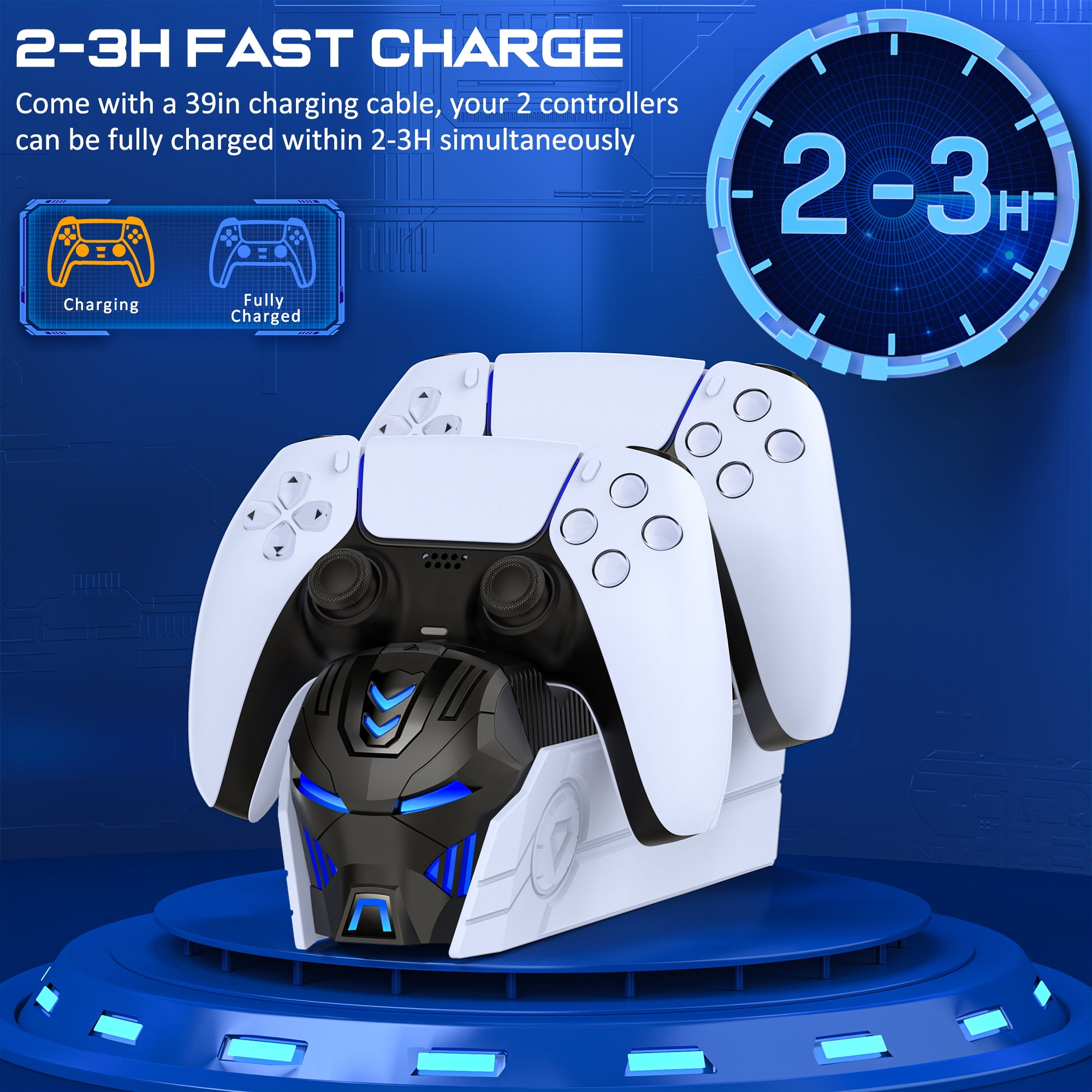 Beboncool PS5 DualSense Controller Charging Station, Fast Dual Dock with LED Indicator (Black, 1 Pack) c925z