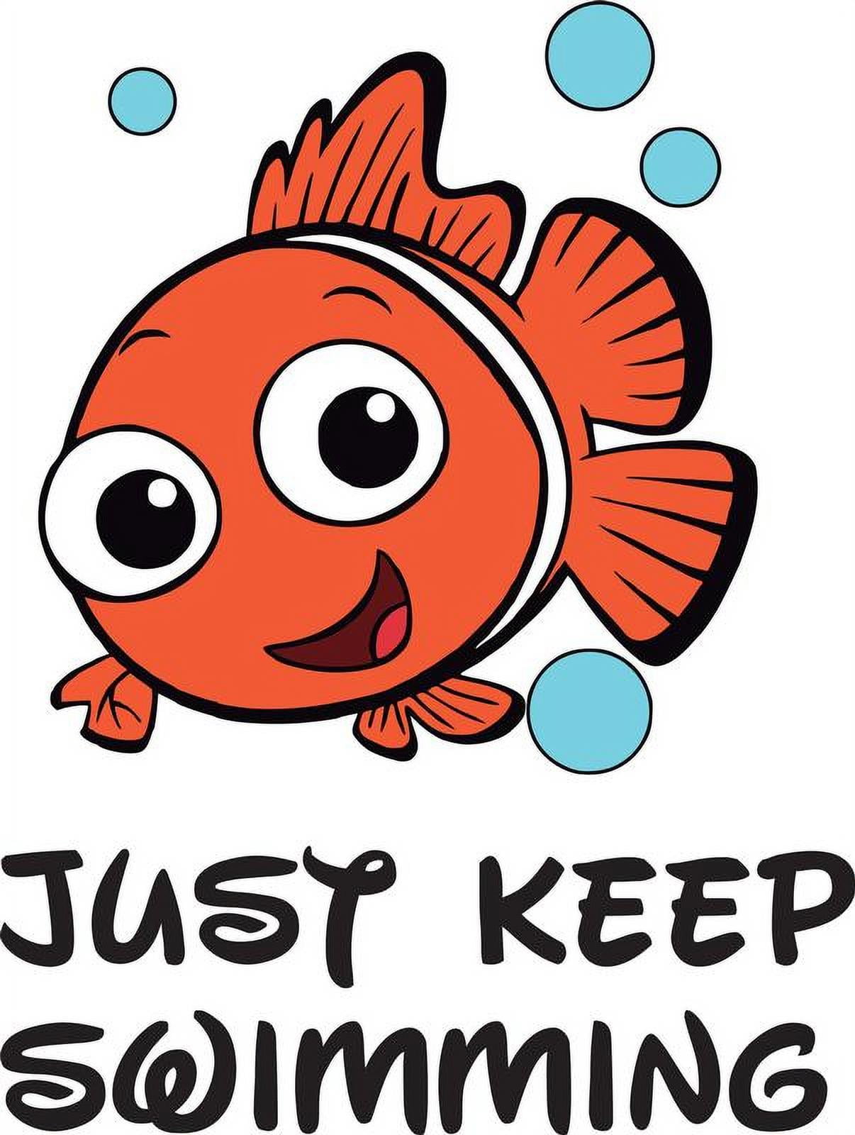 Design With Vinyl Just Keep Swimming Finding Nemo Quote Wall Decal Nursery Art Mural (10 in x 14 in) e8y57