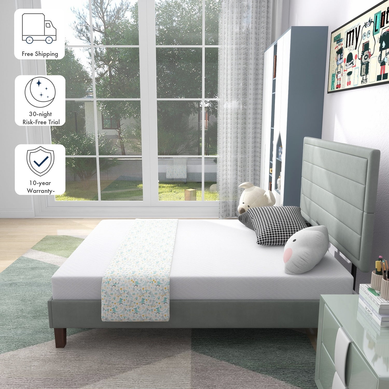 Beddle Full Mattress (6 in Medium Firm Gel Memory Foam, White, 54 in x 75 in) v30b0