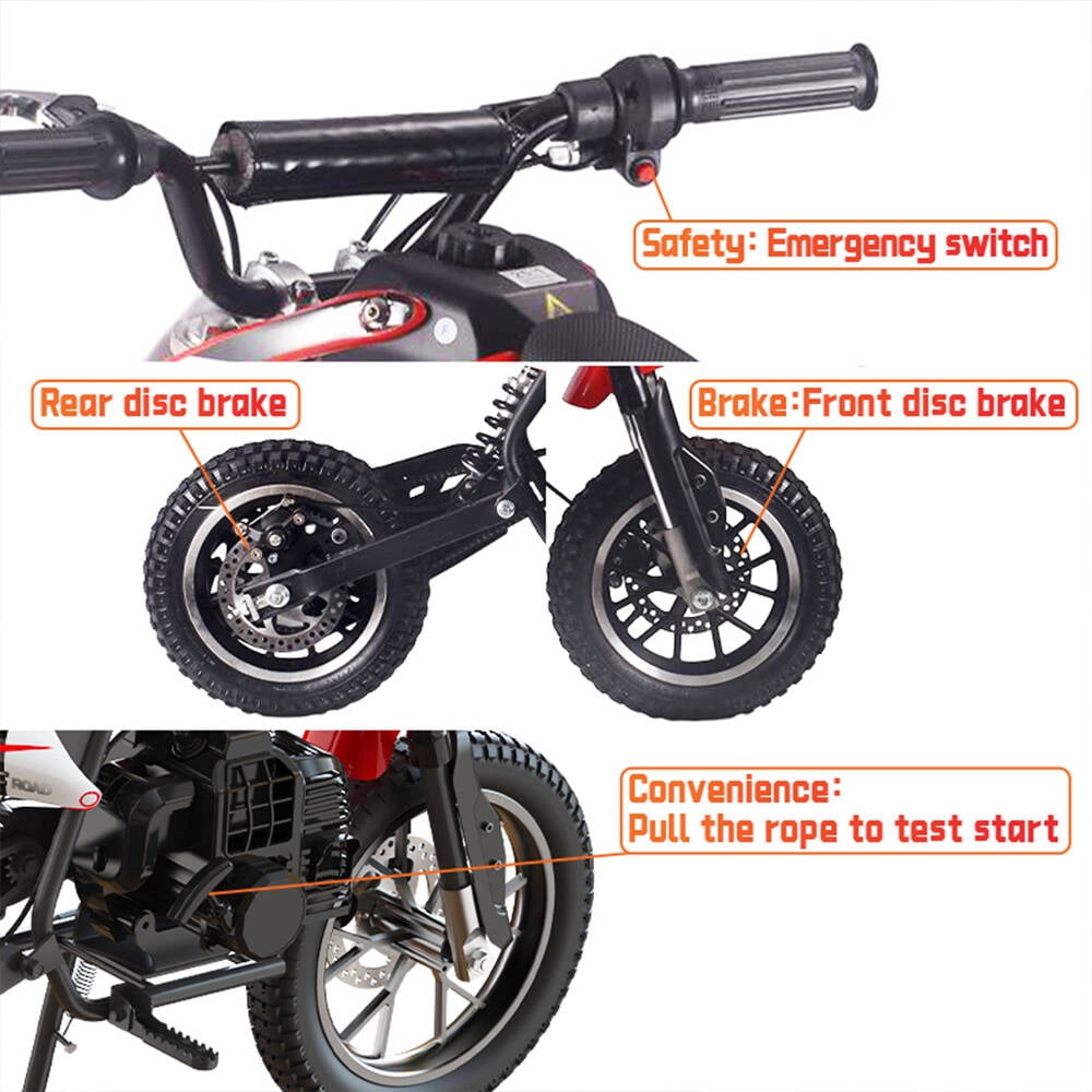 TOXOZERS 50cc 2-Stroke Gas Dirt Bike for Kids, Off-Road Mini Motorcycle with Front & Rear Suspension (Red, 42 in) x9ubt
