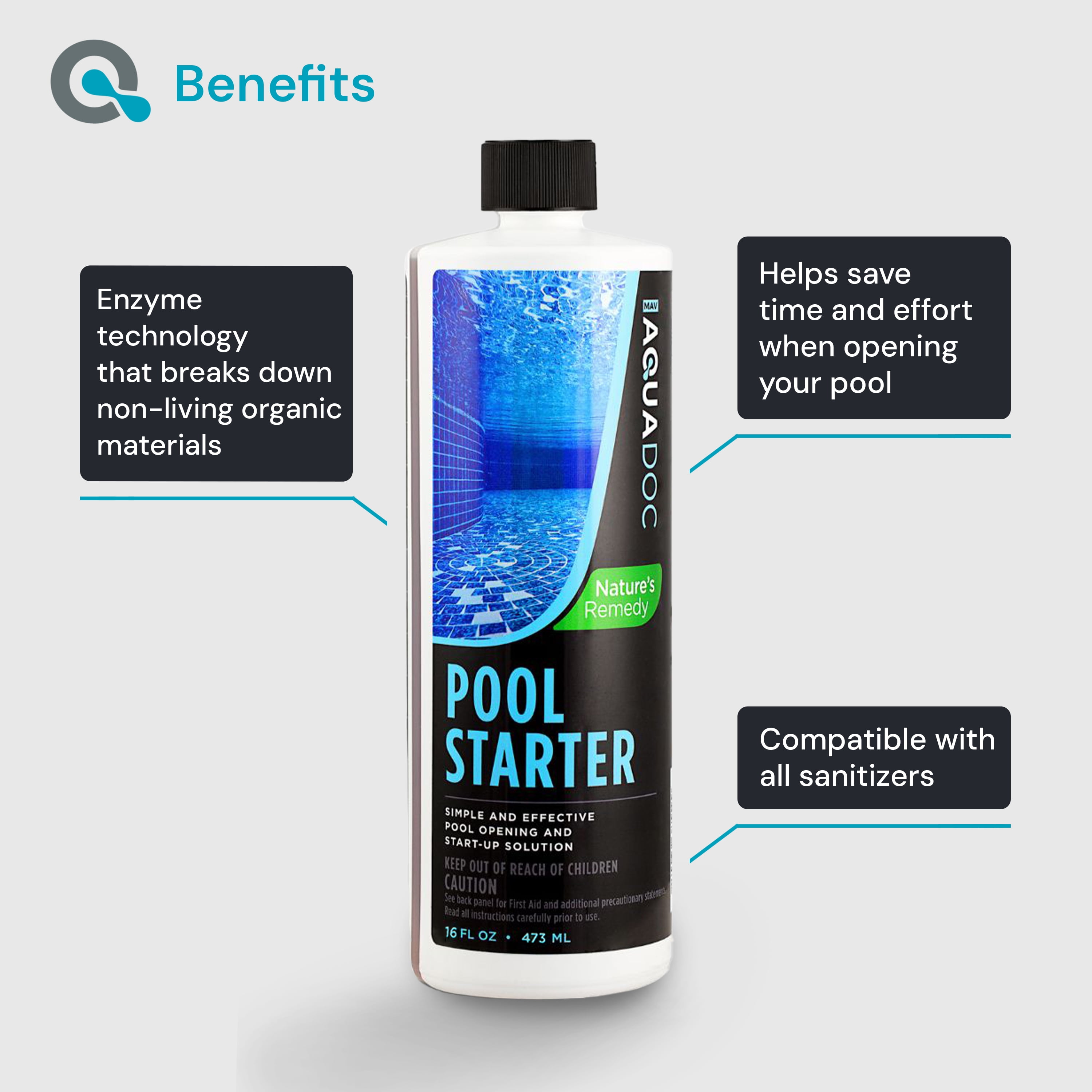 AquaDoc Pool Opening Enzyme Treatment (Clear Water Startup Formula, 16 oz) 00nal