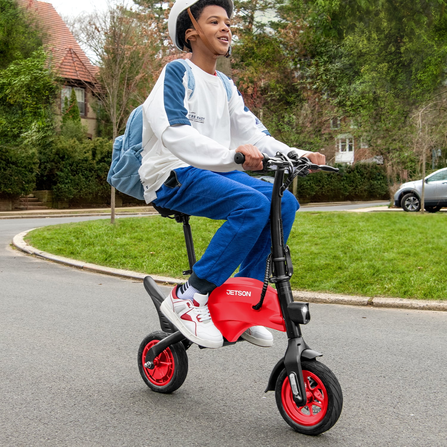 Jetson LX10 Electric Bicycle with 250-Watt Motor, Foldable Frame, Twist Throttle, and Hand Brake (Red, 260 lb Capacity) to8mv