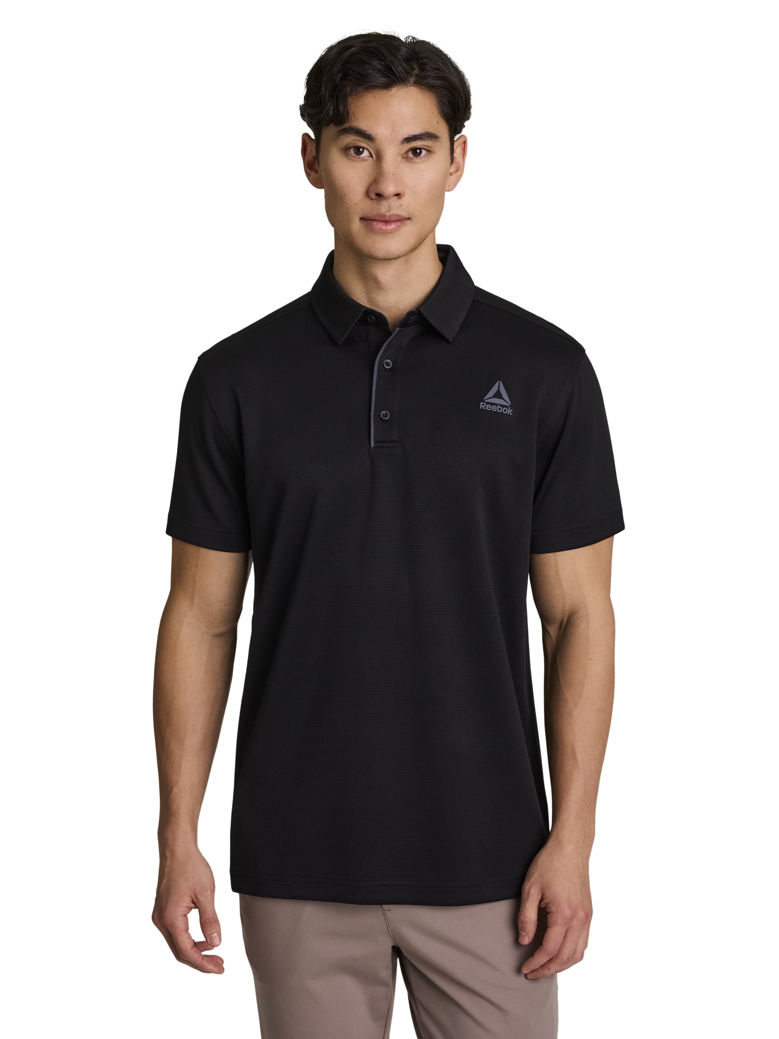 Reebok Men's Performance Polo Shirt, Moisture-Wicking Active Golf Top (Black, XS) glfl4