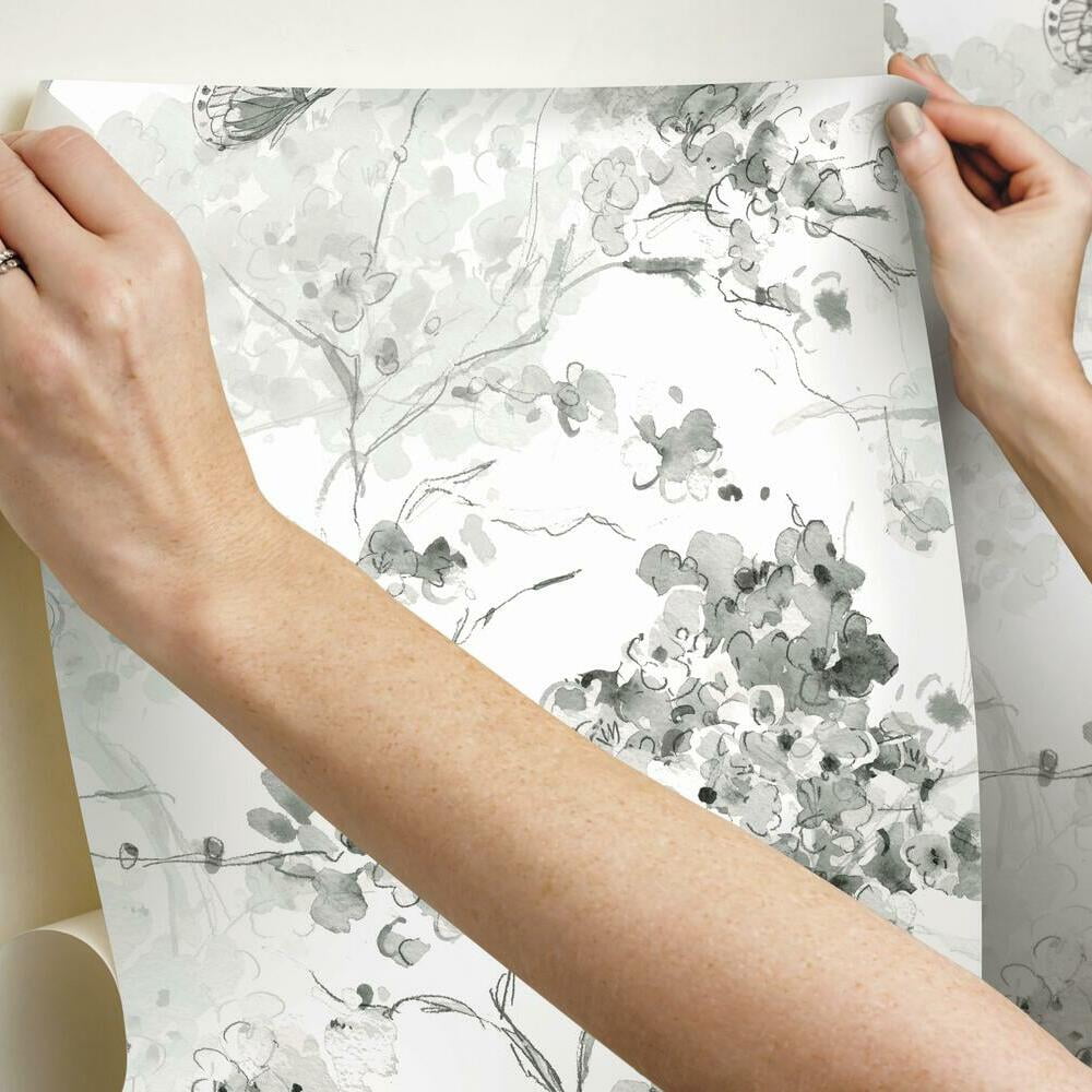 RoomMates Spring Cherry Blossoms Peel and Stick Wallpaper (Blue, 18 in x 18.86 ft) hohn8