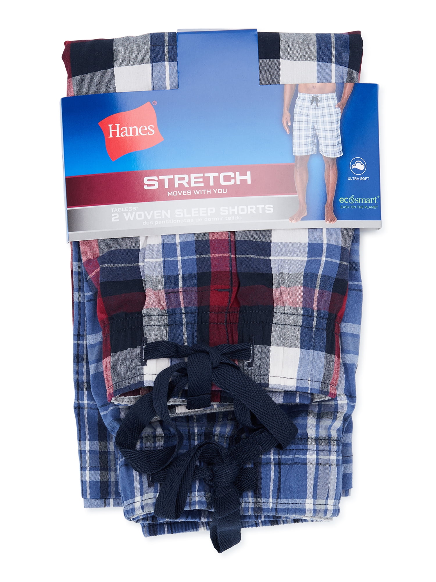 Hanes Men's Woven Stretch Sleep Jam Shorts (Red, 2-Pack) e4506