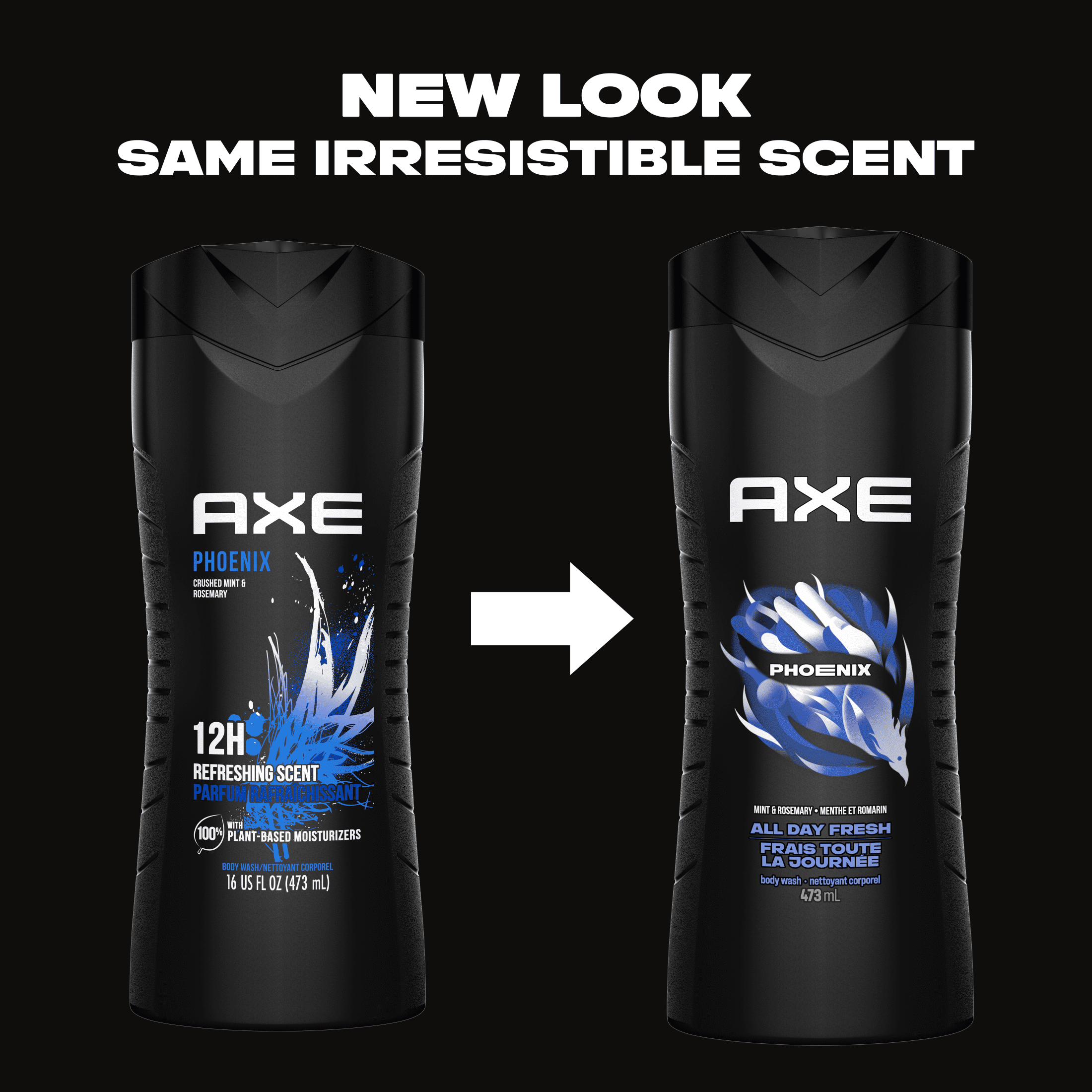 AXE Phoenix Refreshing Men's Body Wash, Crushed Mint and Rosemary Scent, Long-Lasting Freshness (16 fl oz, 2 Pack) 155es