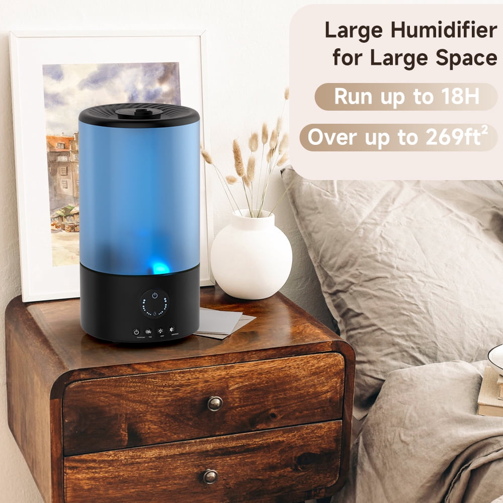 MotorGenic Cool Mist Humidifier for Bedroom and Nursery, Quiet Ultrasonic Air Humidifier with 360° Nozzle and LED Night Light (White, 0.85 gal) 5ztuq