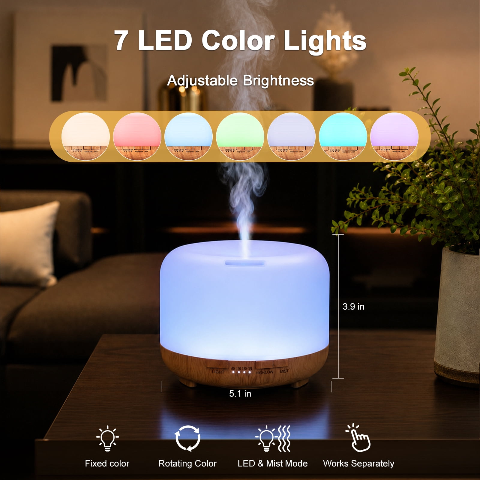 Fimilo Ultrasonic Aroma Diffuser and Essential Oil Set with Remote Control (Yellow, 16.91 fl oz) v1jaw