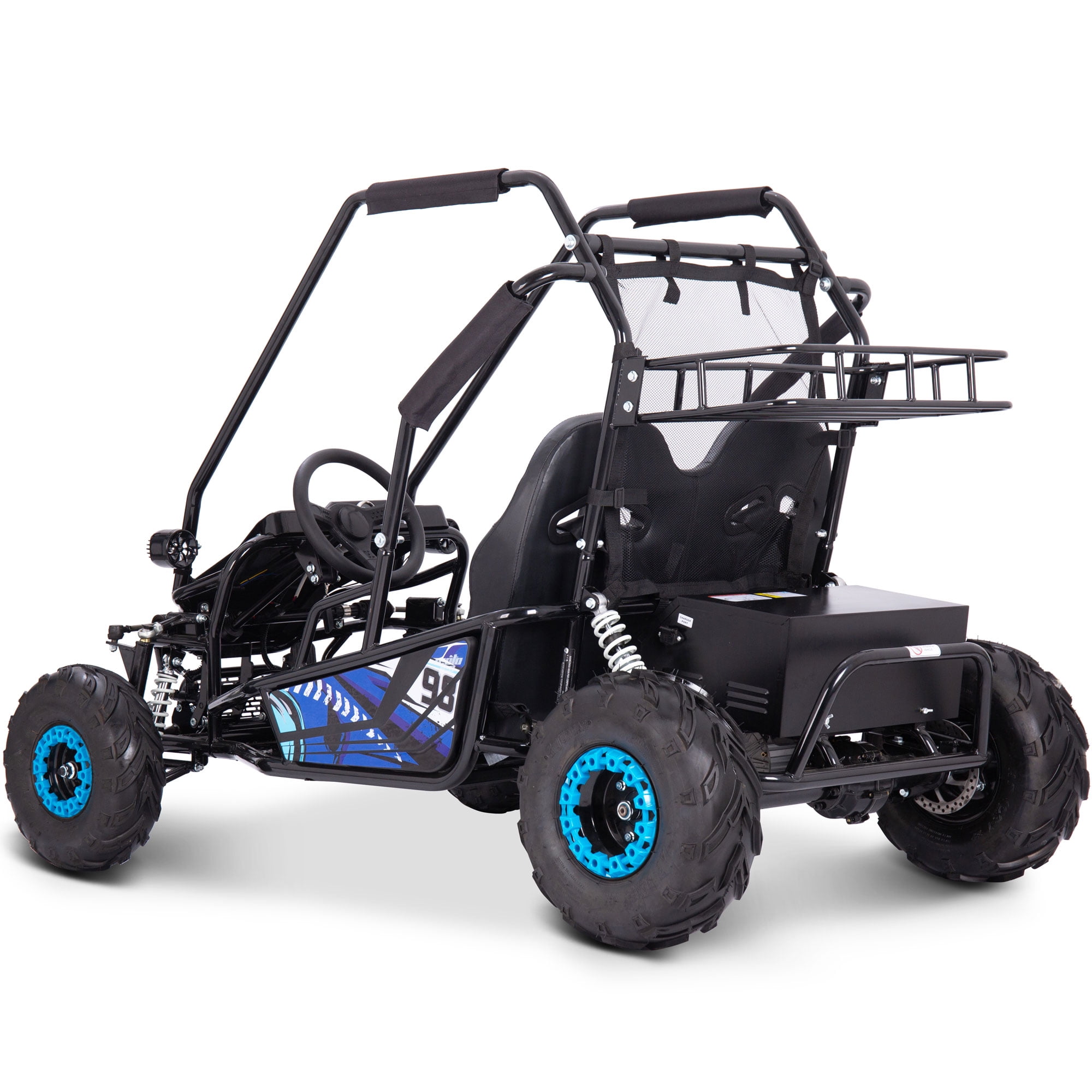 MotoTec Mud XL 60v 2000w Electric Go Kart with Full Suspension (Blue, 60v 20ah) x8chg