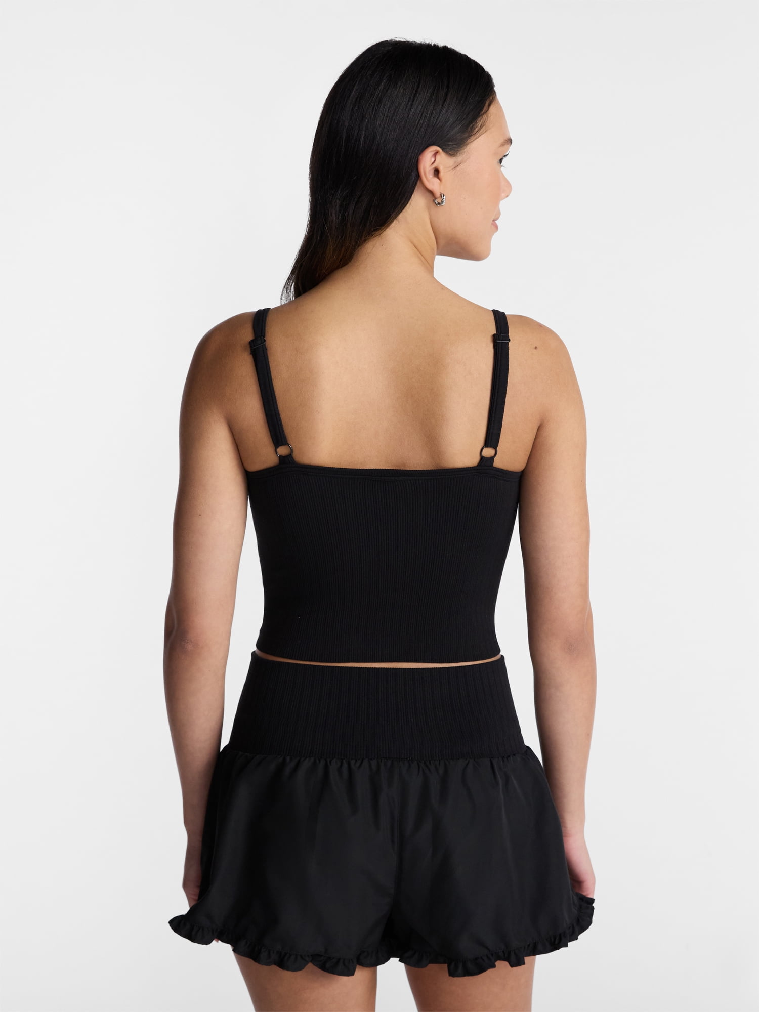 No Boundaries Women's Seamless Cropped Tank Top (Black, XXS) xpetu