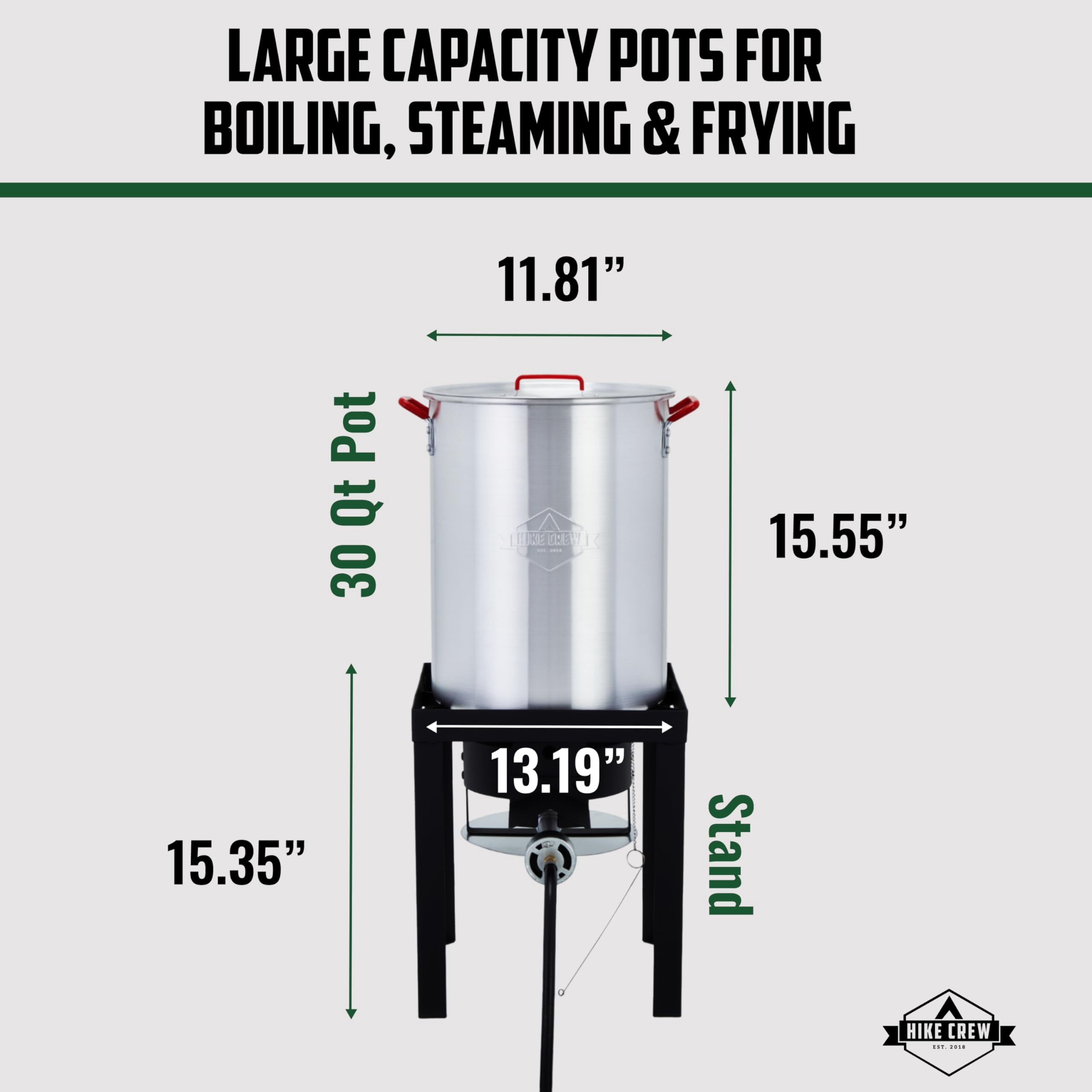 Hike Crew 10-Piece Outdoor Turkey Fryer Kit with 30 qt Boiling Pot and 10 qt Fryer Pot wv55i