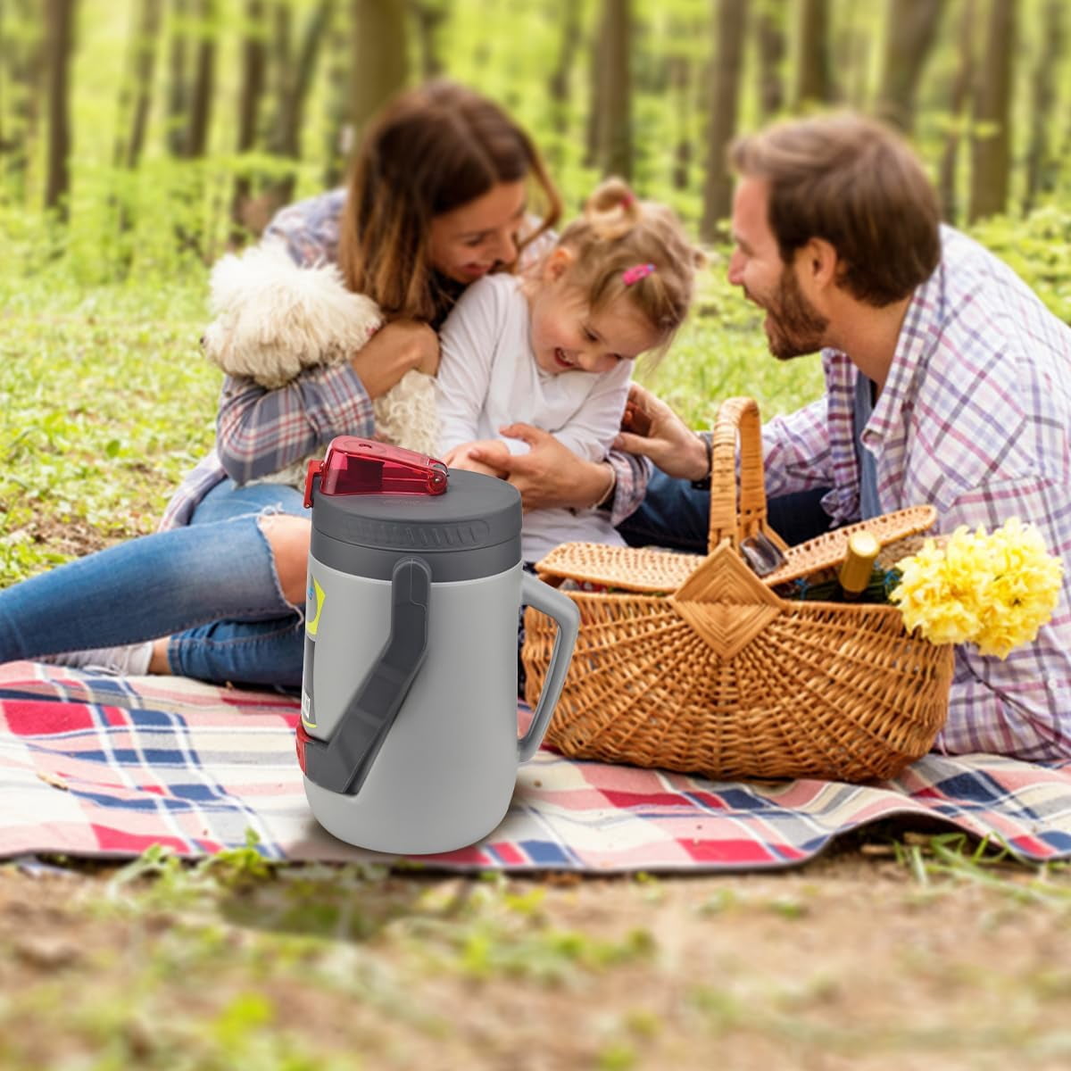 Pinnacle Thermoware Insulated Water Jug with Spout, Double Wall Foam Insulation, Leak-Proof Flip Lid (Red, 85 oz) mveff