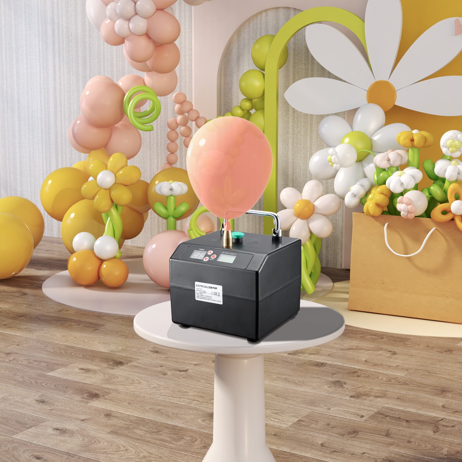 ECUTEE Electric Balloon Pump with Timer and Battery Display (Black, 5.5 x 5.5 x 6.7 in) k5cxb