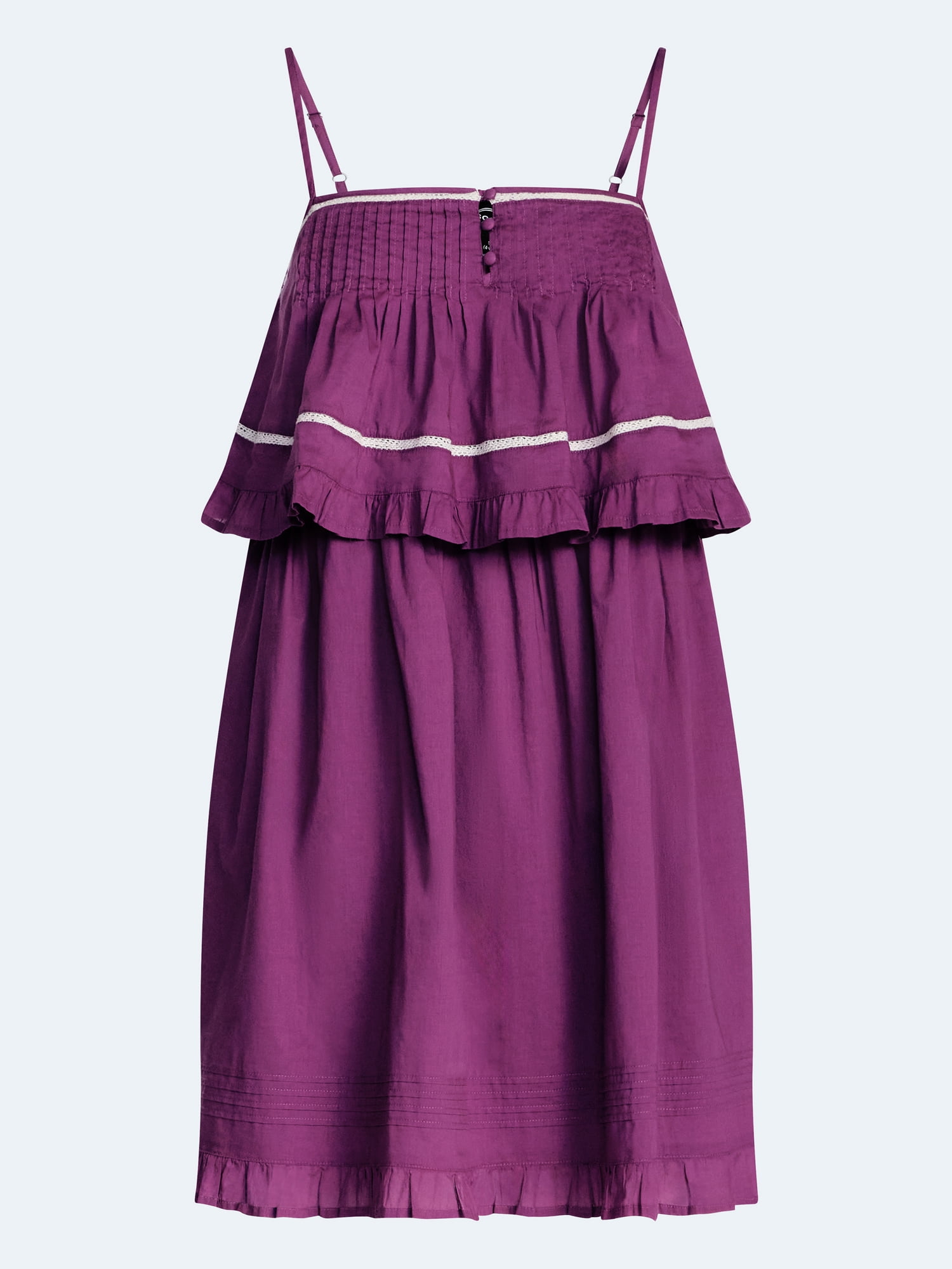 Scoop Women’s Flowy Cotton Mini Dress with Lace Trim (S) clwxt