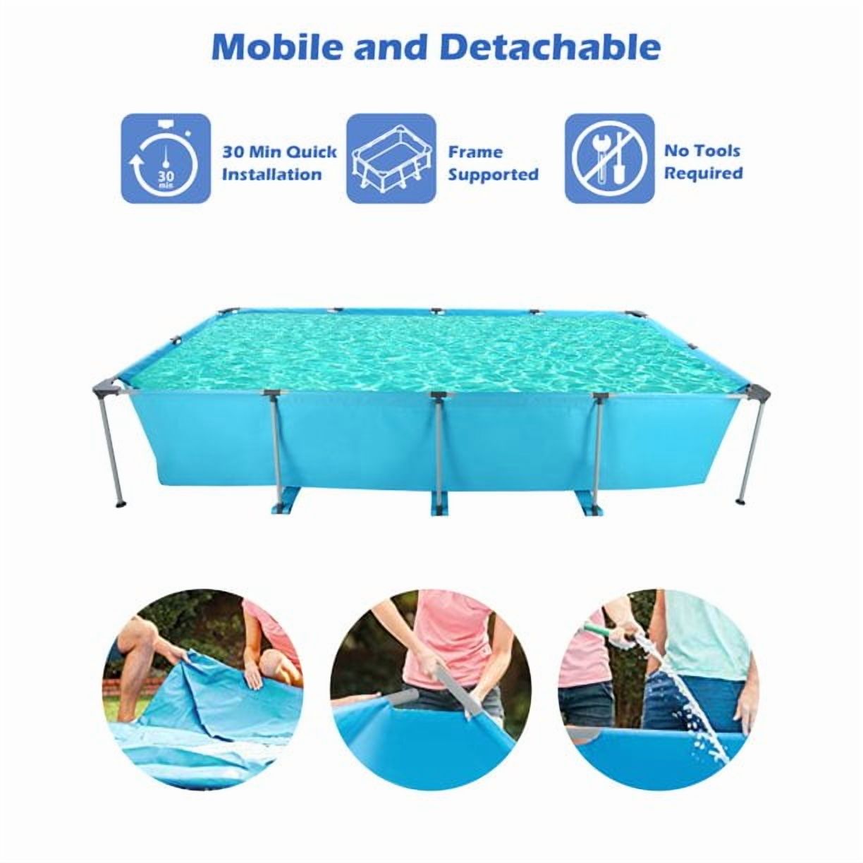 GASKY 15ft Rectangular Above Ground Swimming Pool (Blue, 177.17 in x 86.61 in x 33.07 in) whno4