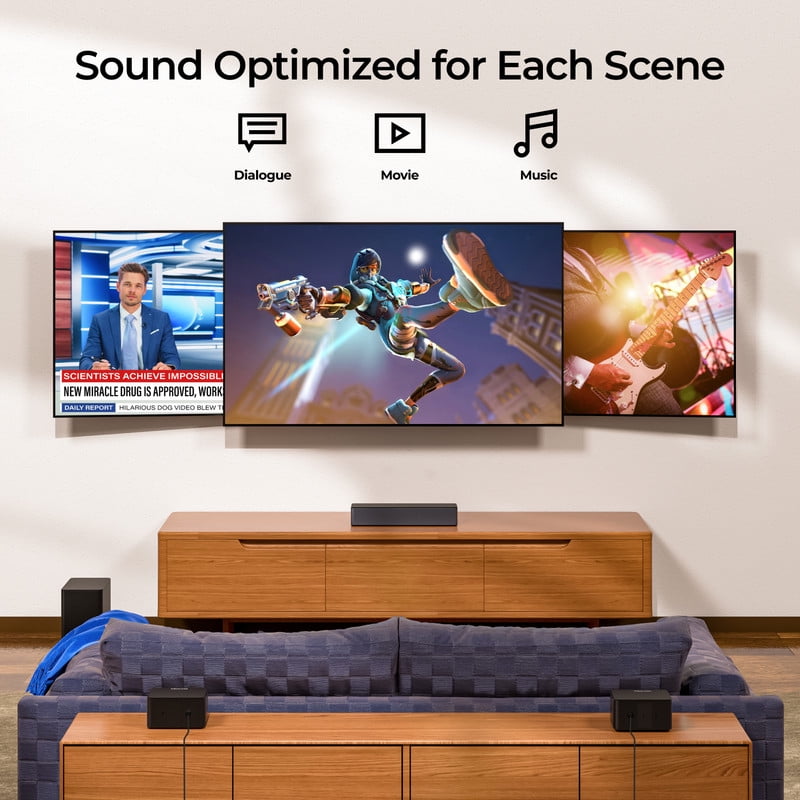 Ultimea 5.1 Dolby Atmos Sound Bar System with Wireless Subwoofer, 450W Peak Power, Surround Sound for TV (Black, 1 Pack) 3a2tj