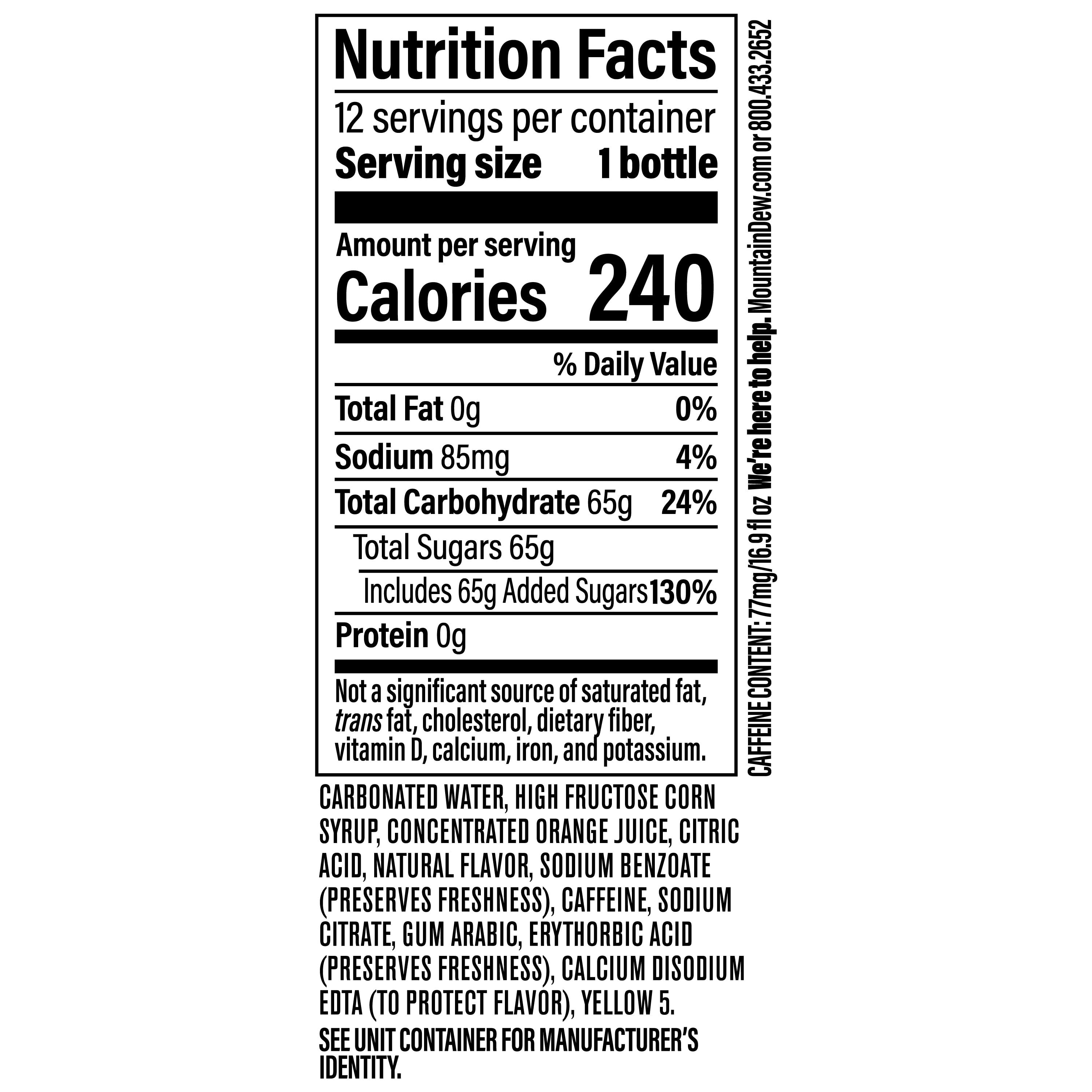 Mountain Dew Citrus Soda Pop, Intense Refreshing Carbonated Beverage (12 Pack, 16.9 fl oz) bk0ka