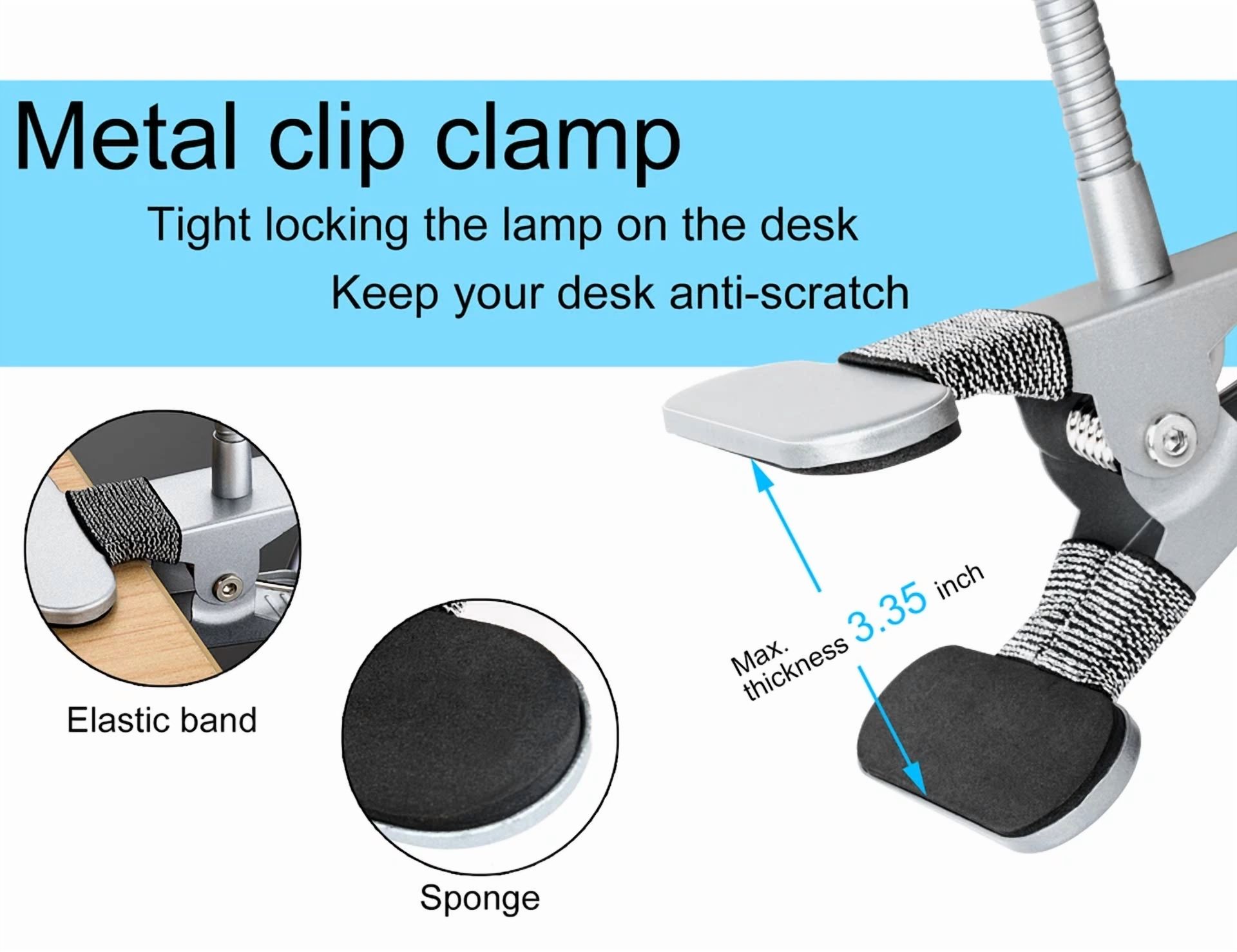 Knack 48 LED Clip-On Desk Lamp Flexible Reading Light for Students and Kids (Black) ggq95