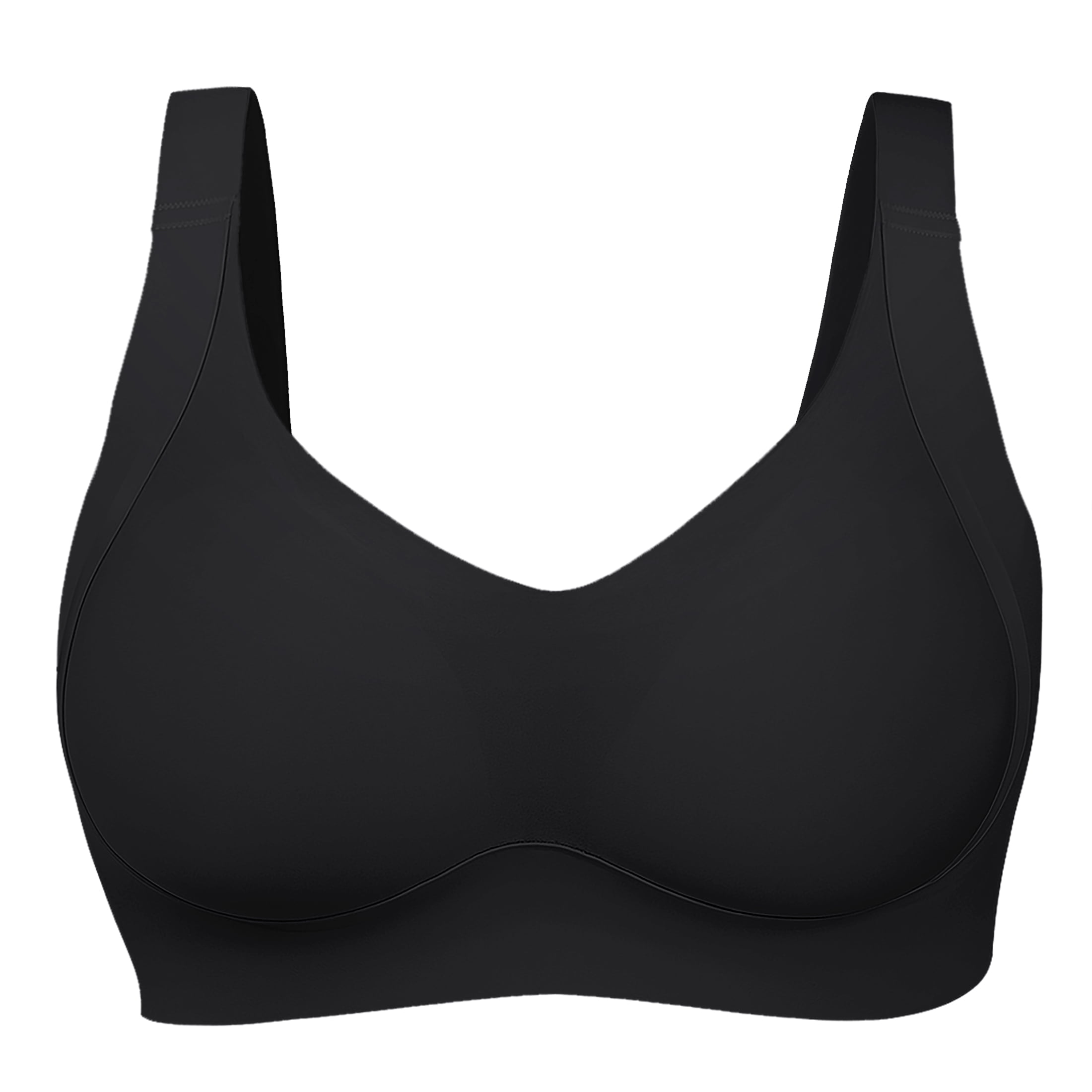 Daystry Women's Full Coverage Wirefree Everyday Bra (Black, Plus Size) pzj9l