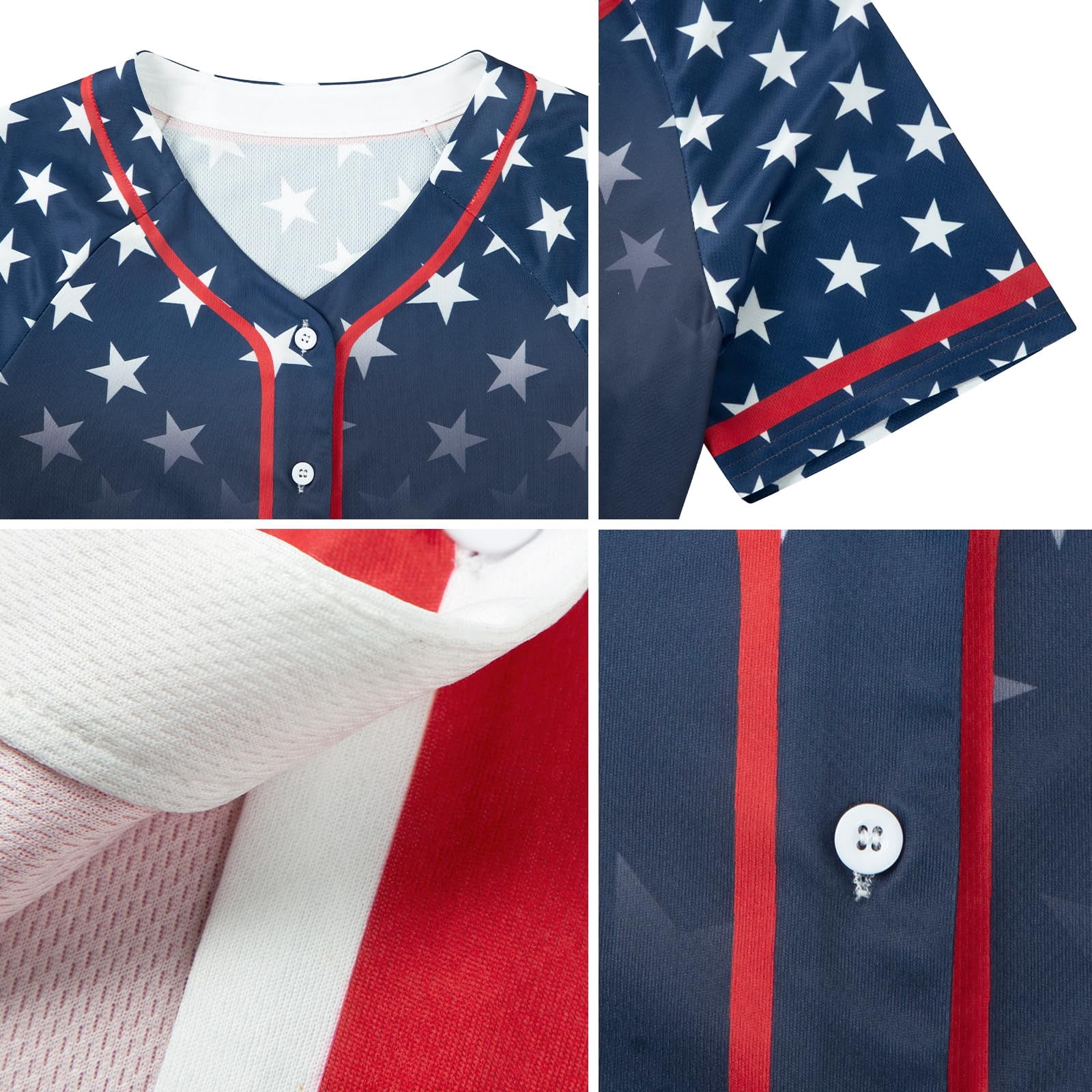 MOUSYA Womens American Flag Baseball Jersey Button Down Patriotic Shirt (Blue, L) r5swm