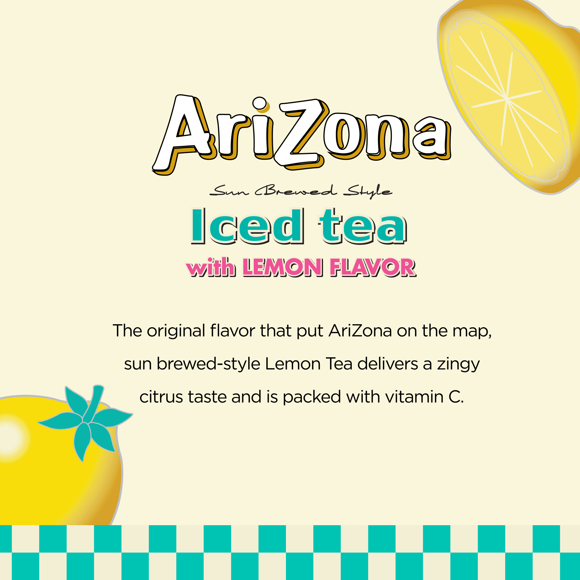 AriZona Lemon Tea Refreshing Citrus Flavored Beverage (22 fl oz) 4sfut