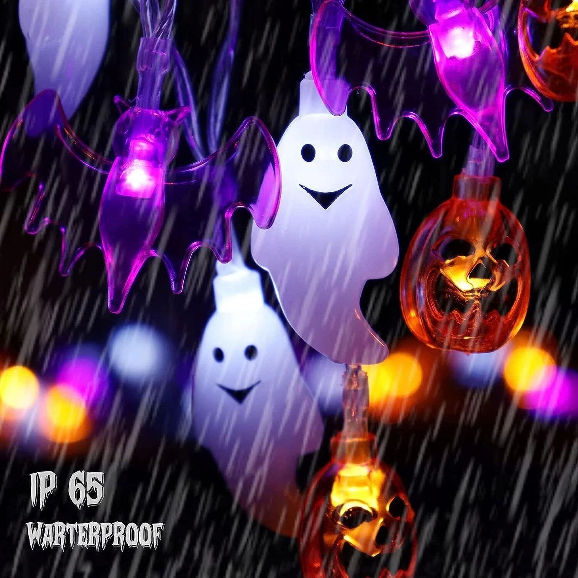 KLYNE Halloween LED String Lights, Waterproof 3D Pumpkin Bat Ghost Decor for Indoor and Outdoor Use (20 ft, 30 LEDs) mbbar