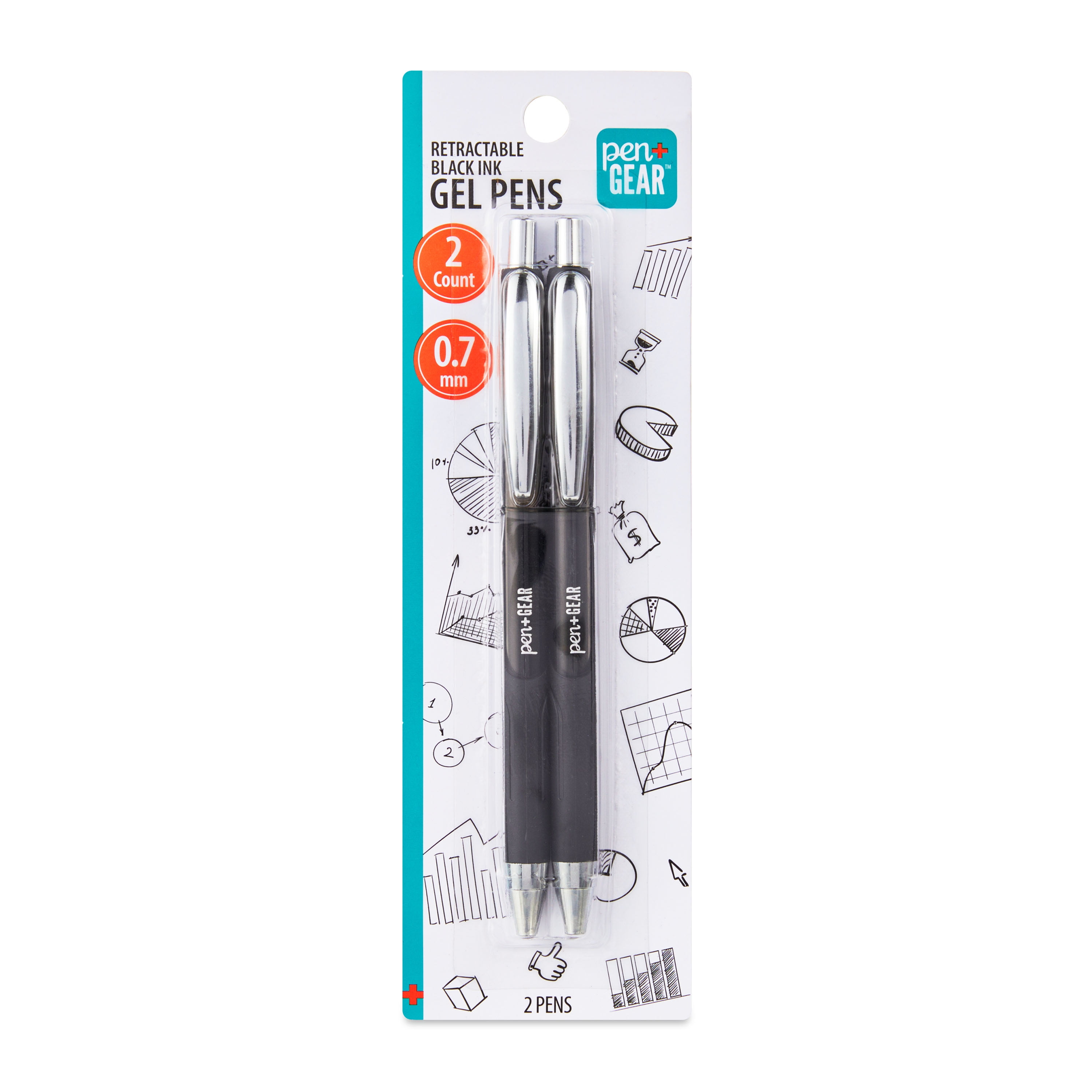 Pen+Gear Retractable Gel Pens, Smooth Writing Medium Point, Quick-Dry Ink (Black, 2 Count) q0rc8